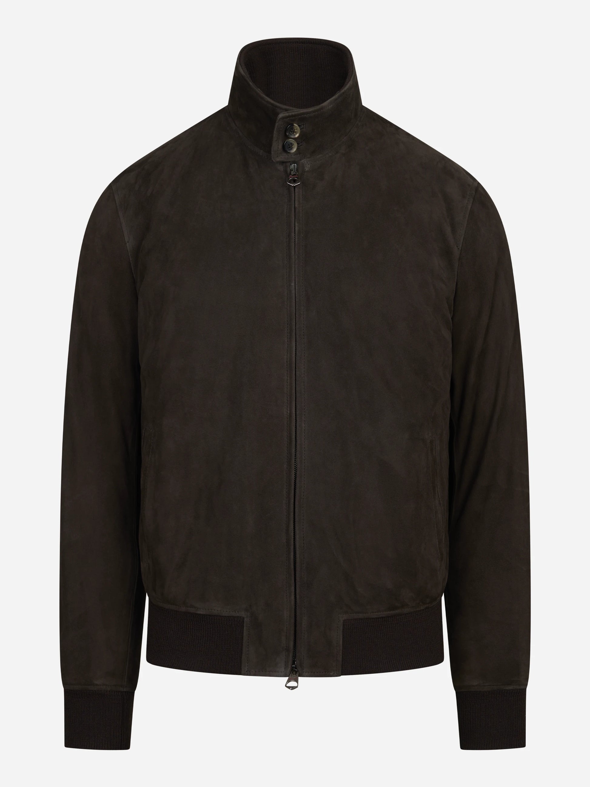 Bomber in pelle scamosciata marrone