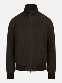 Bomber in pelle scamosciata marrone