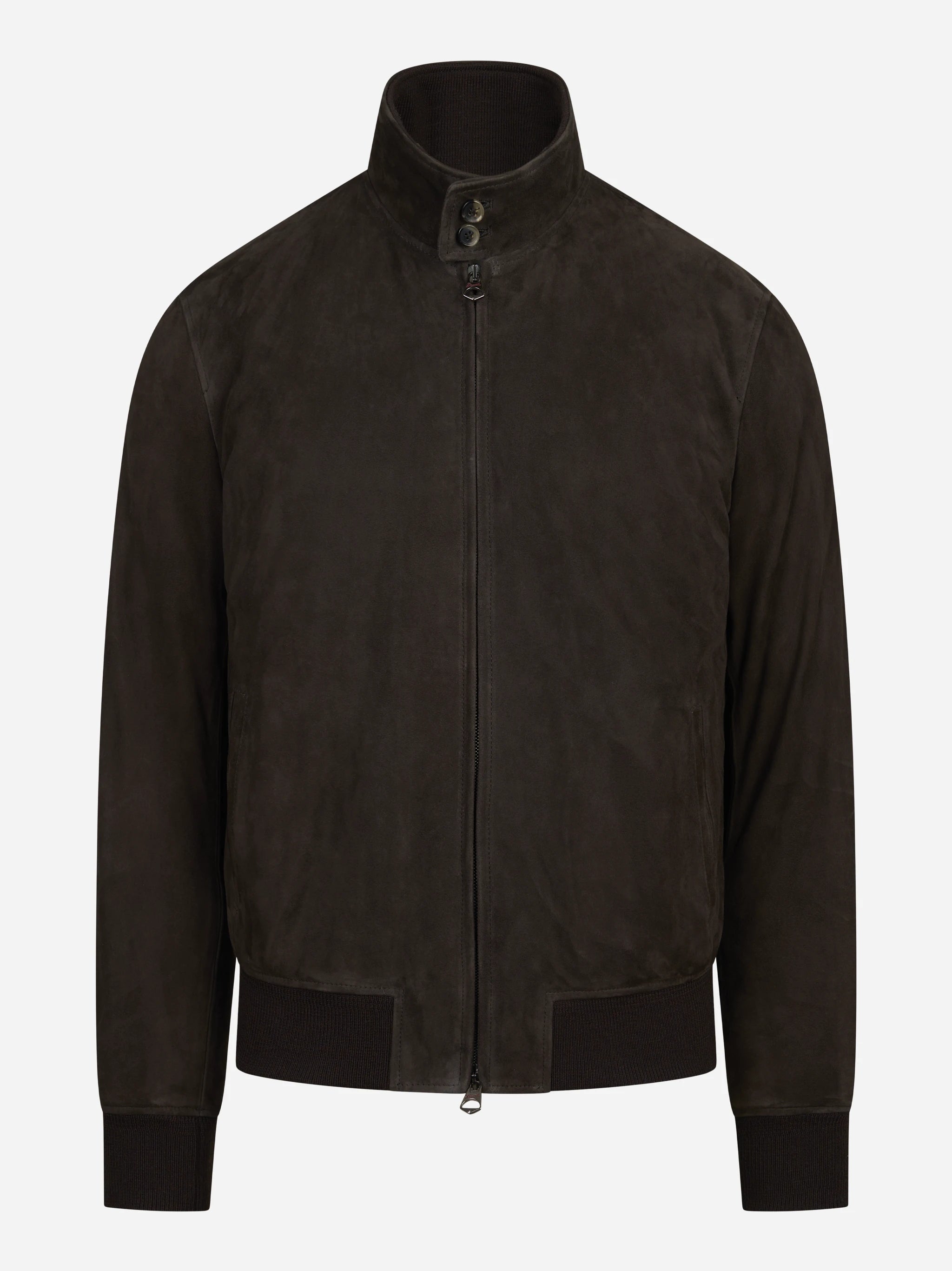 Bomber in pelle scamosciata marrone