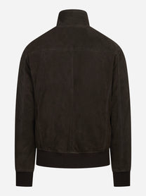 Bomber in pelle scamosciata marrone
