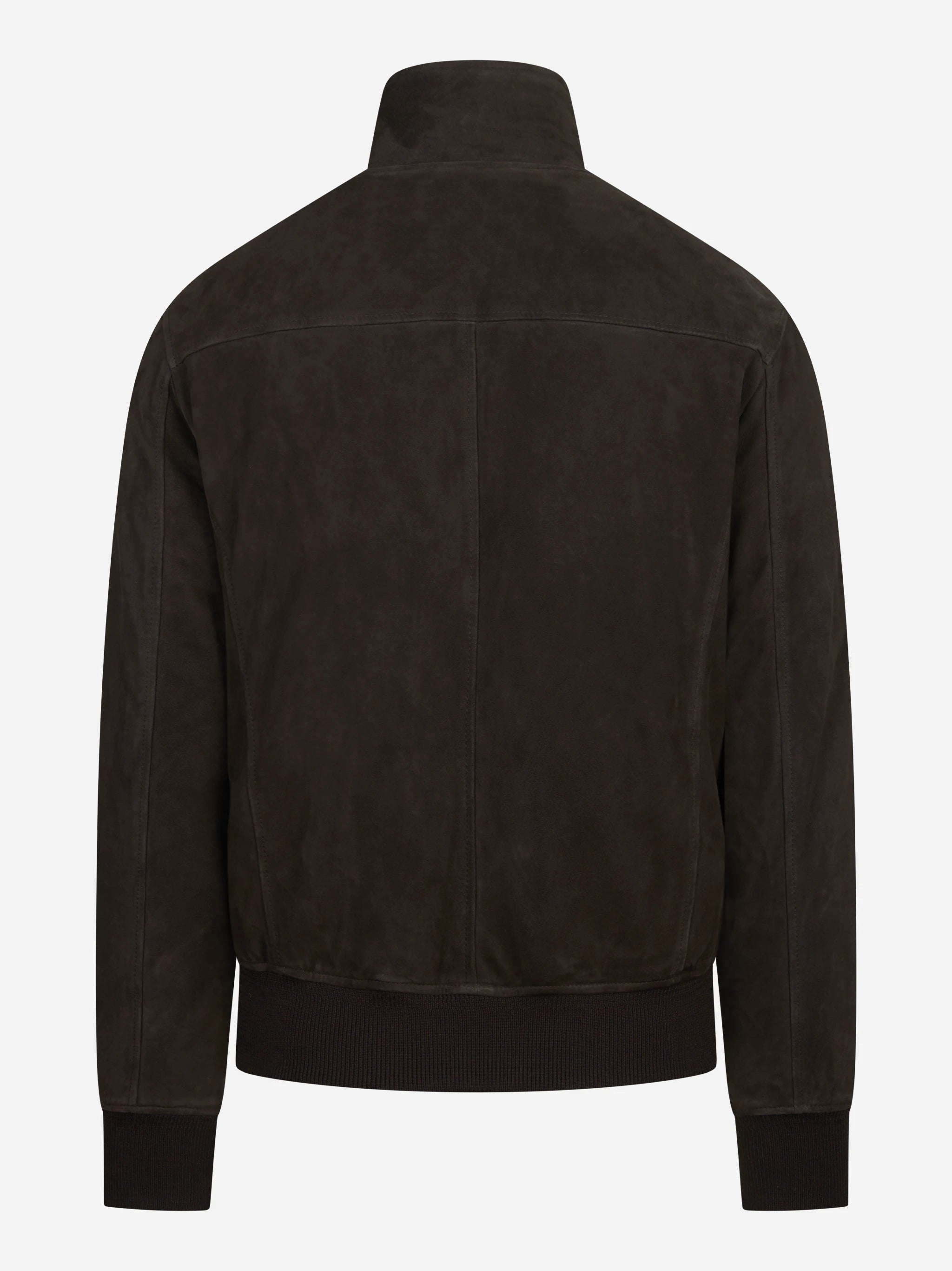 Bomber in pelle scamosciata marrone