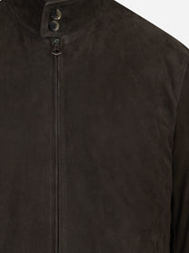Bomber in pelle scamosciata marrone