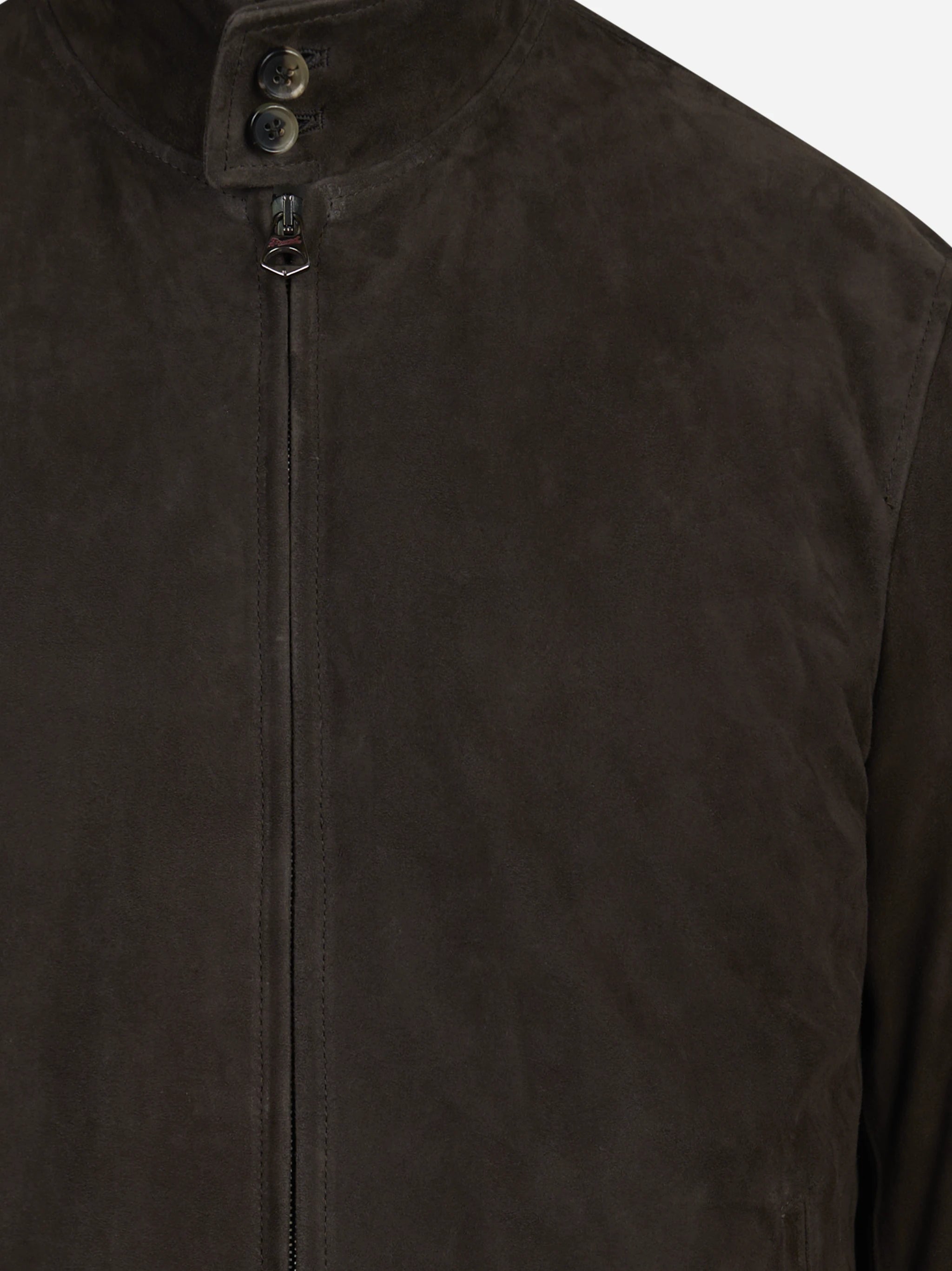 Bomber in pelle scamosciata marrone