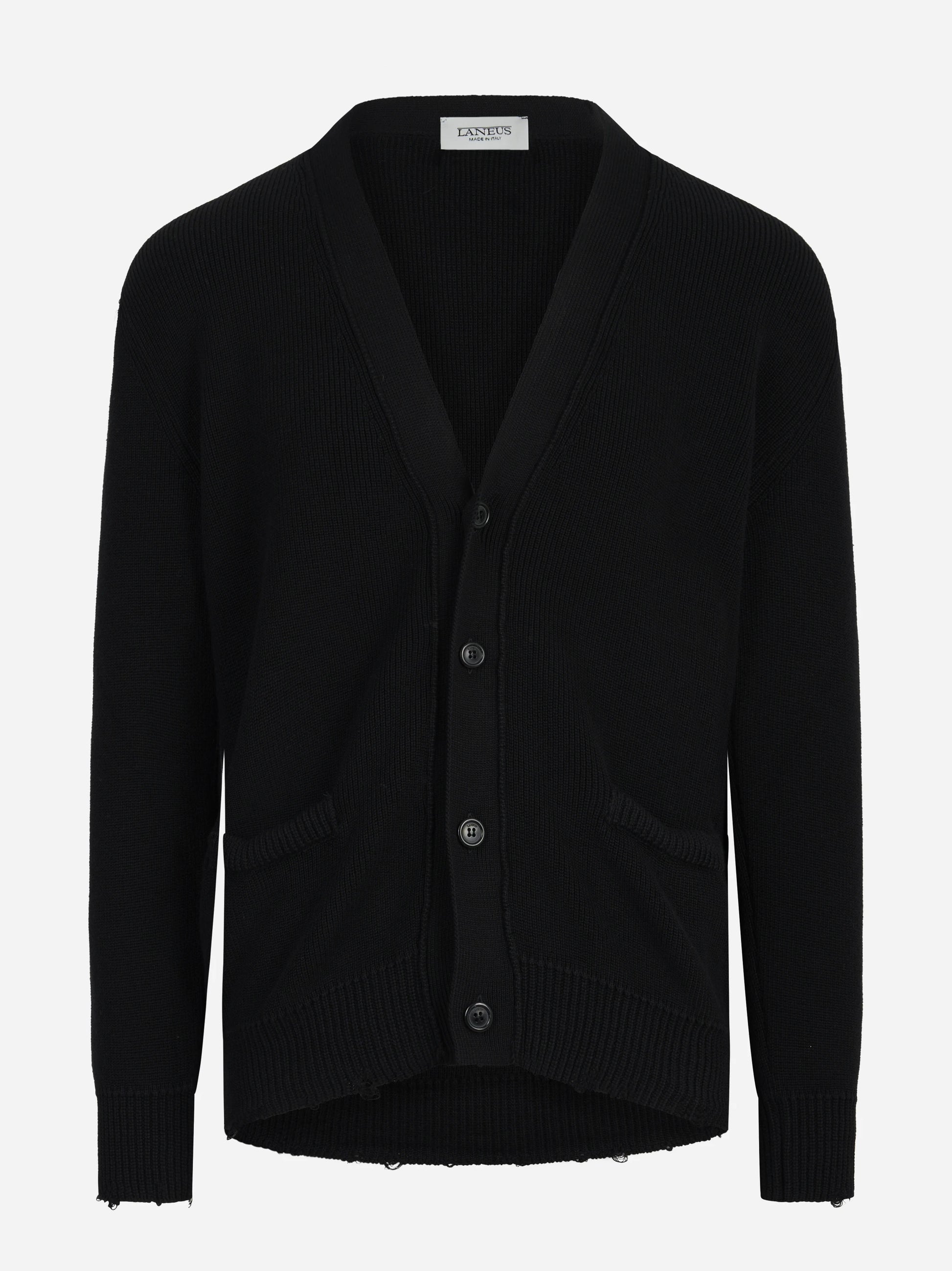 Cardigan boxy in cotone nero