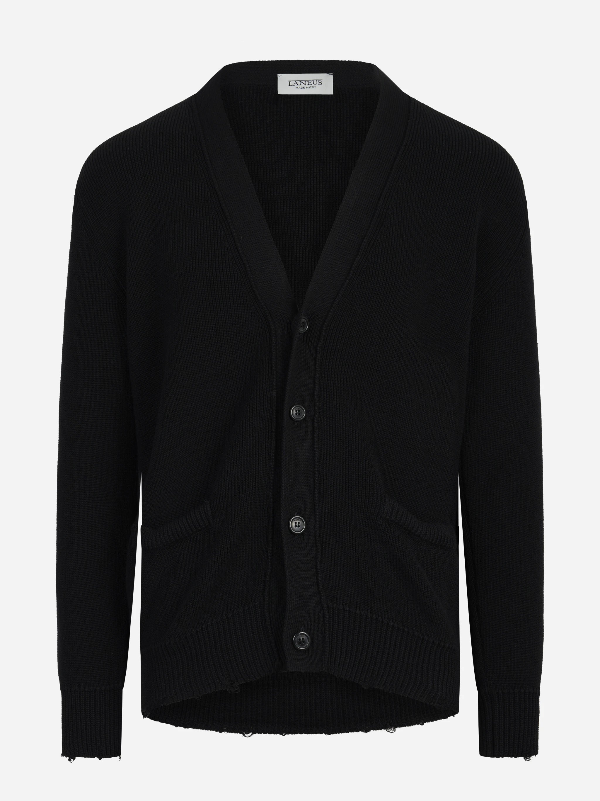 Cardigan boxy in cotone nero