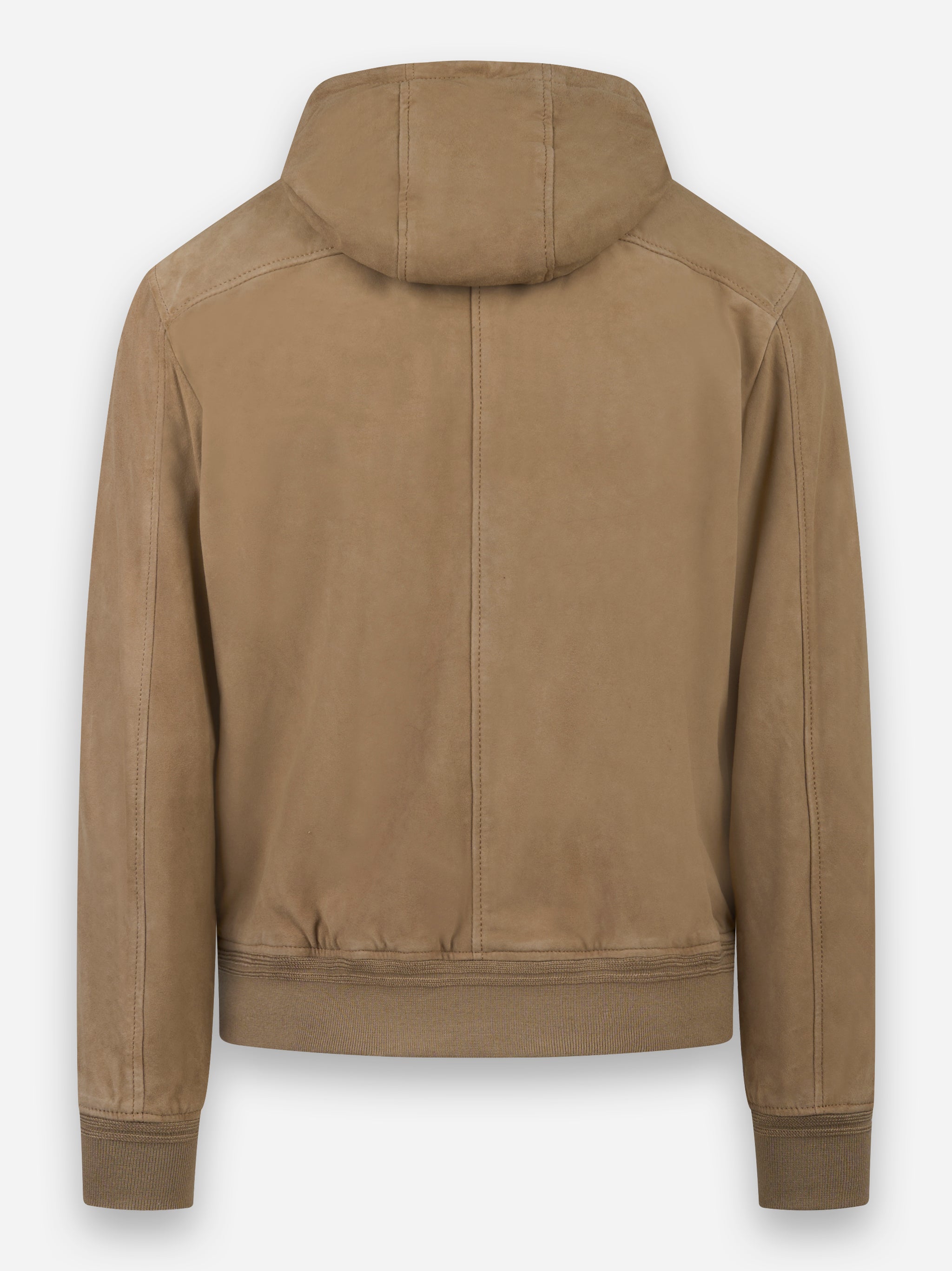 Bomber con cappuccio in suede Beige