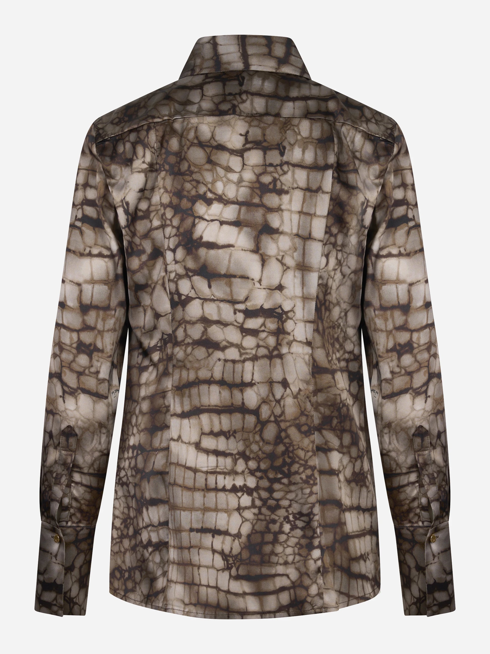Camicia in raso con stampa alligatore