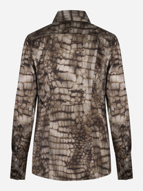 Camicia in raso con stampa alligatore