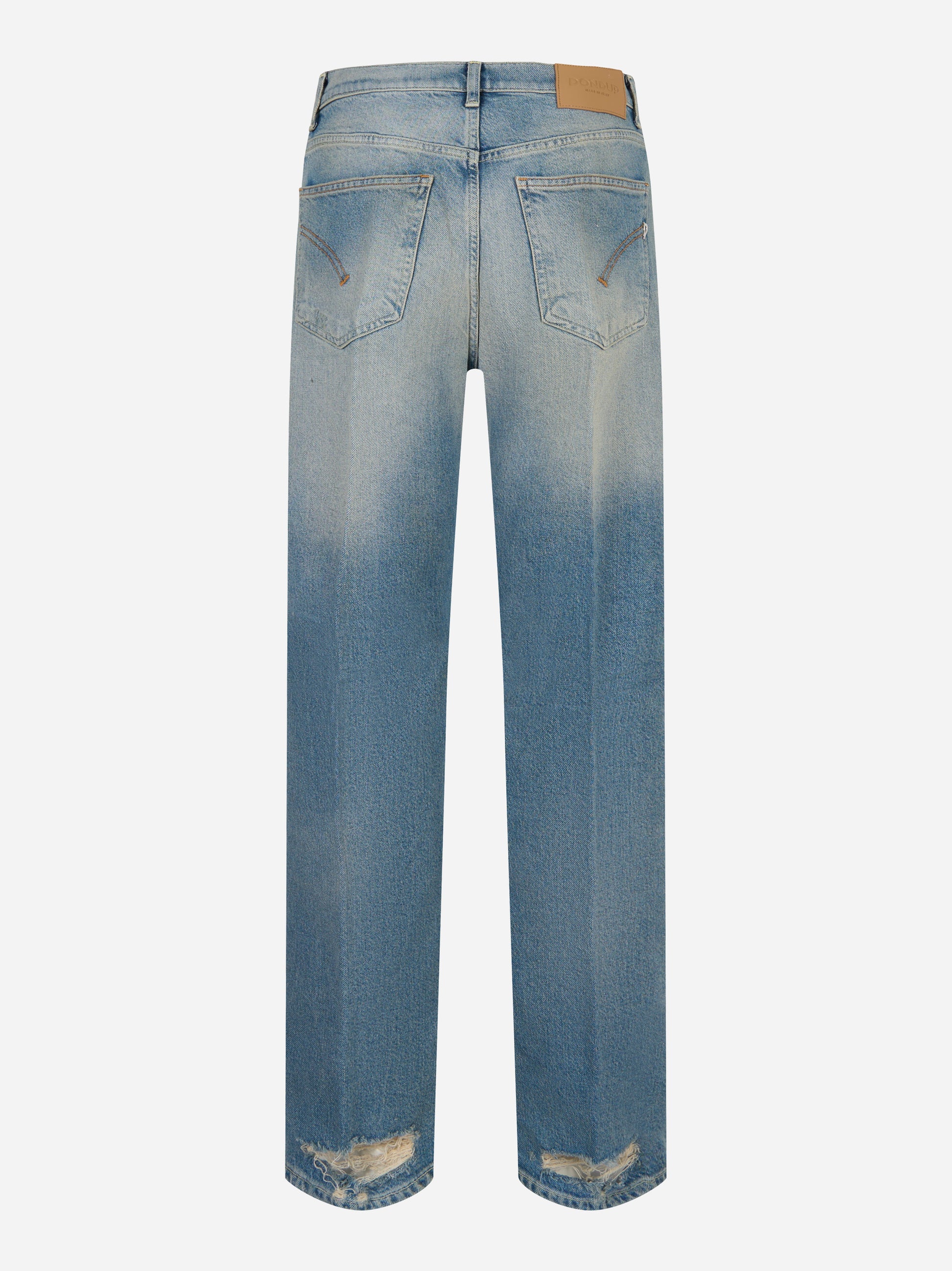 Jeans Francine wide leg in denim con effetti used Blu