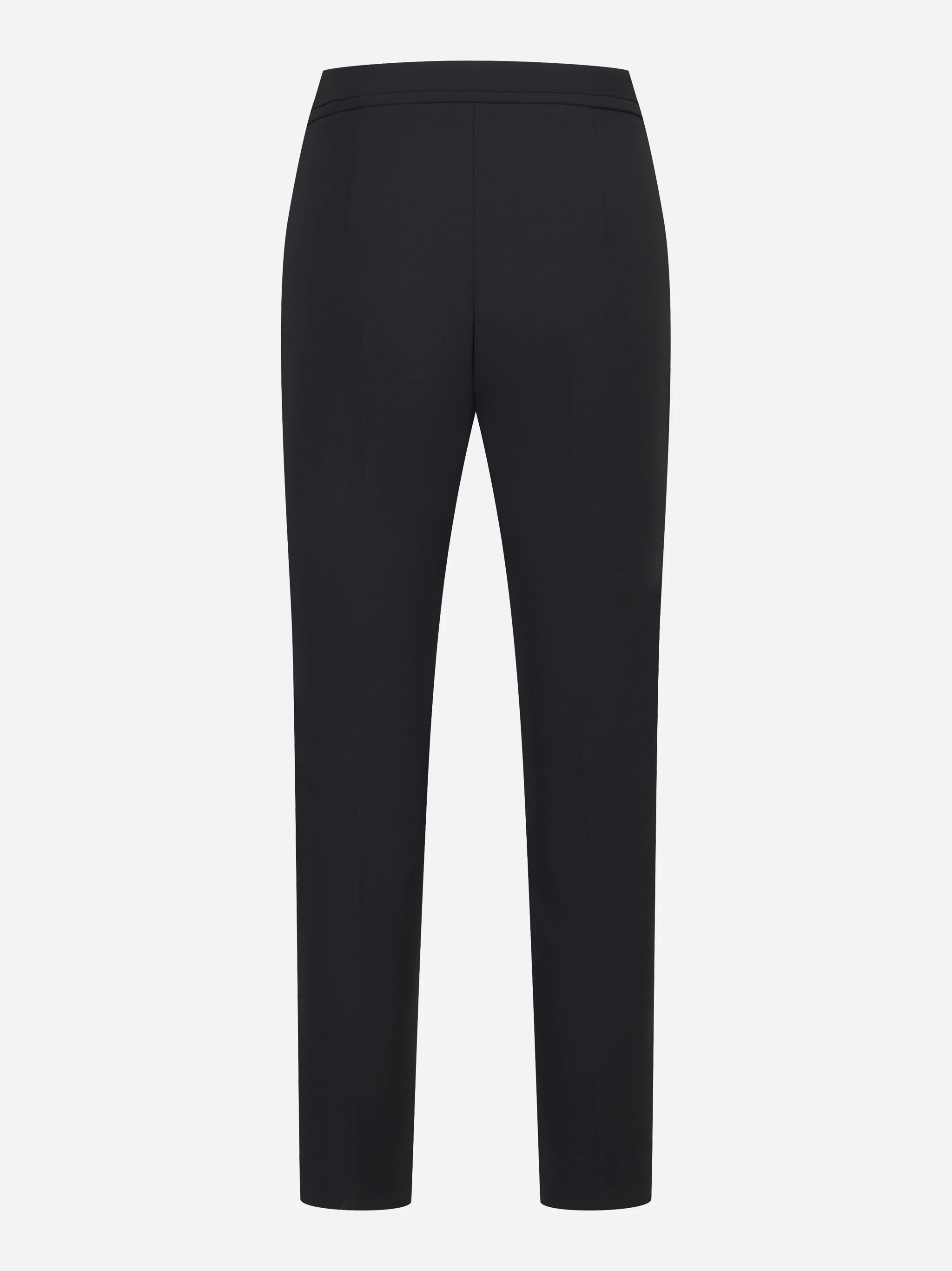 Pantalone nero in doppio crepe stretch con logo ricamato