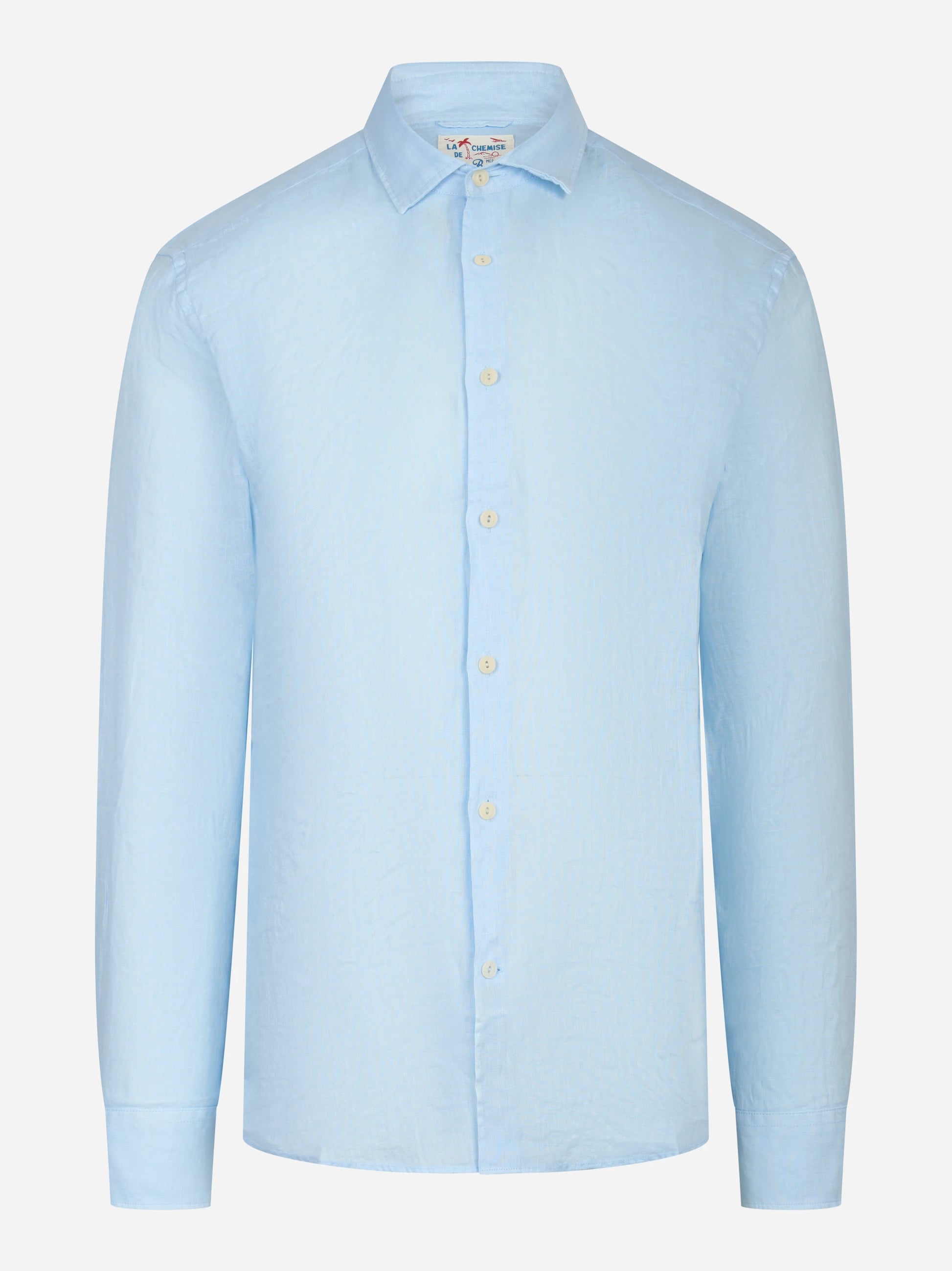 Camicia manica lunga Pamplona in lino celeste