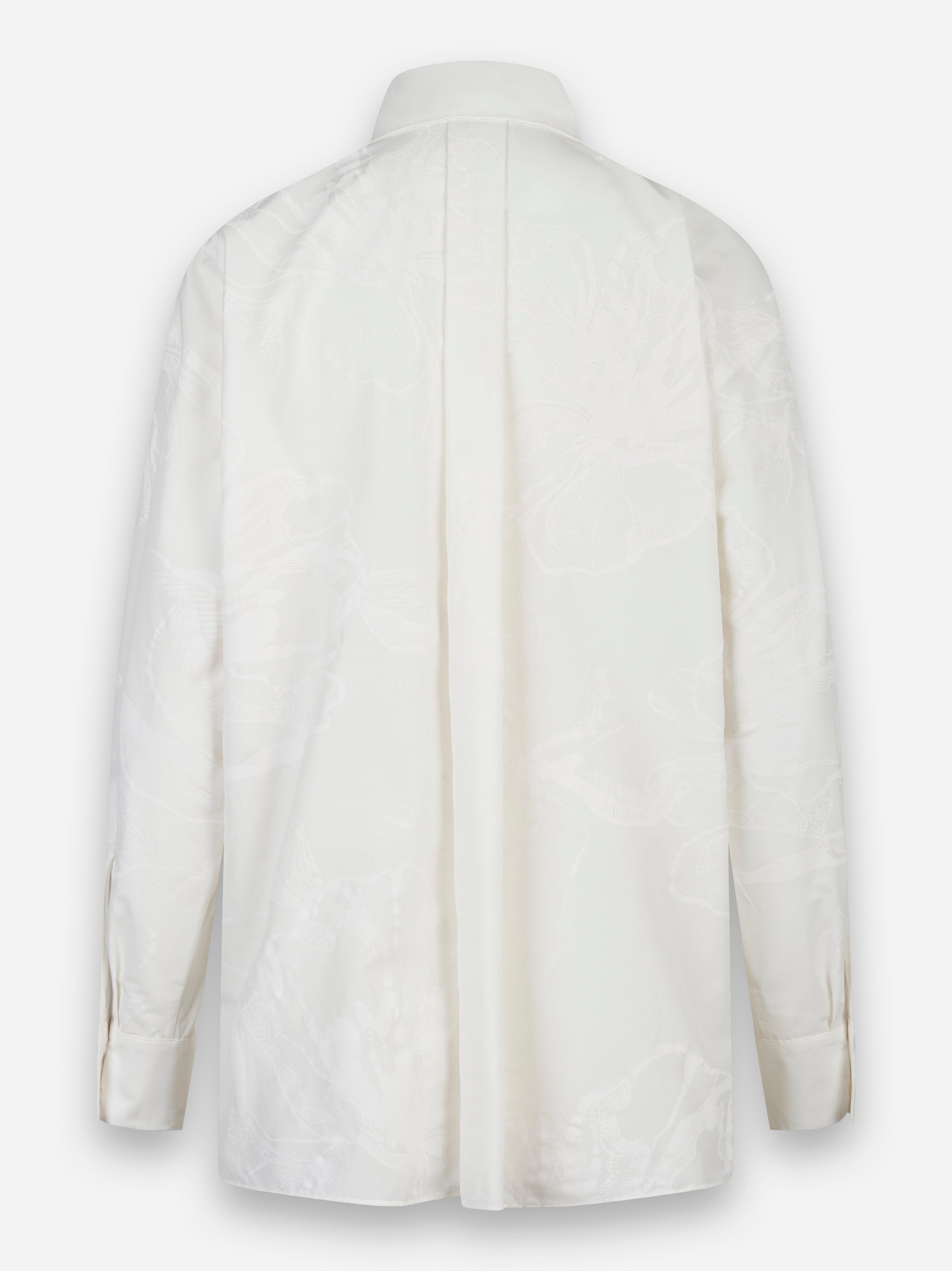 Camicia in cotone con stampa floreale tono su tono Bianco