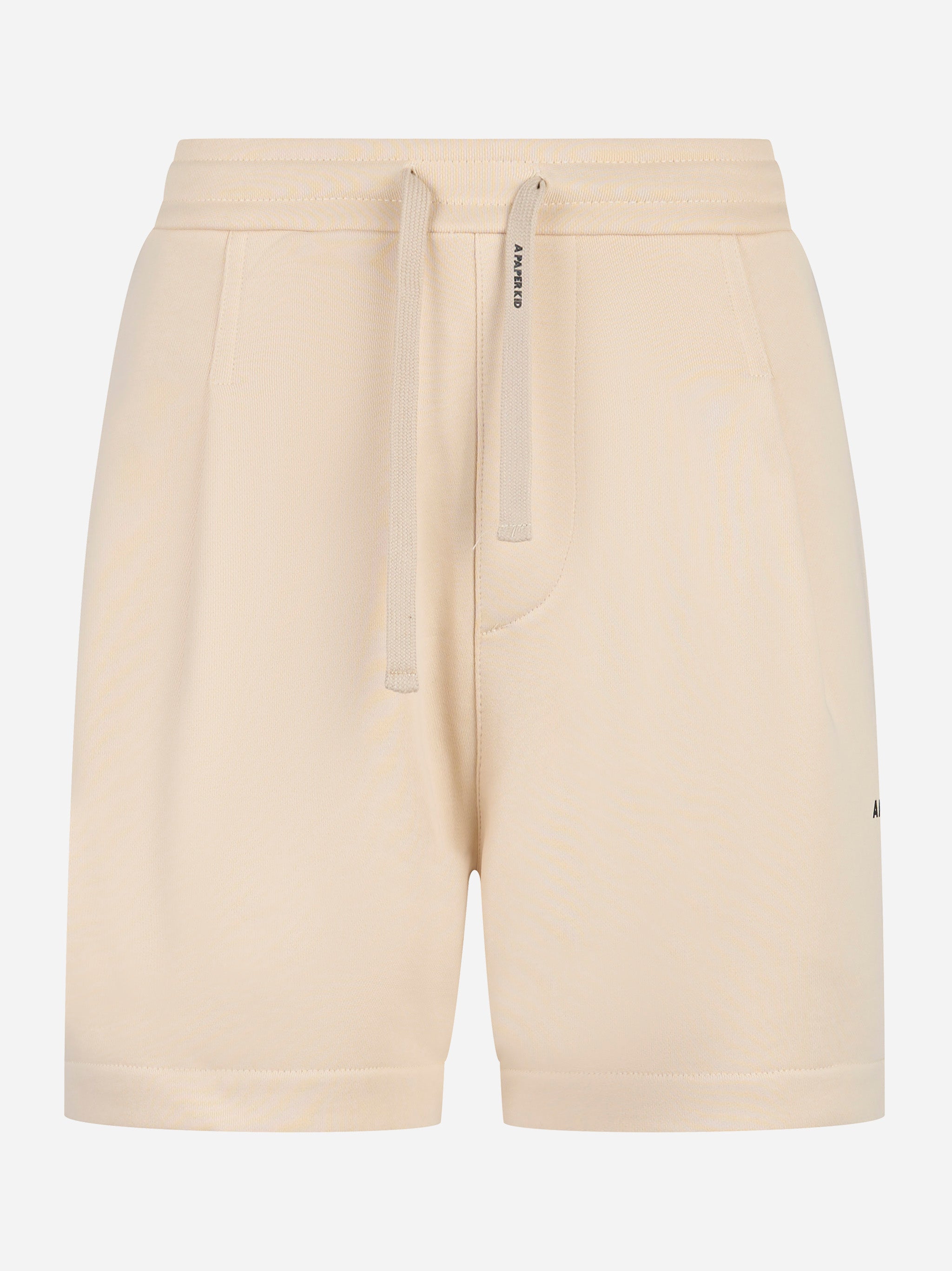 Shorts in jersey con stampa logo Beige