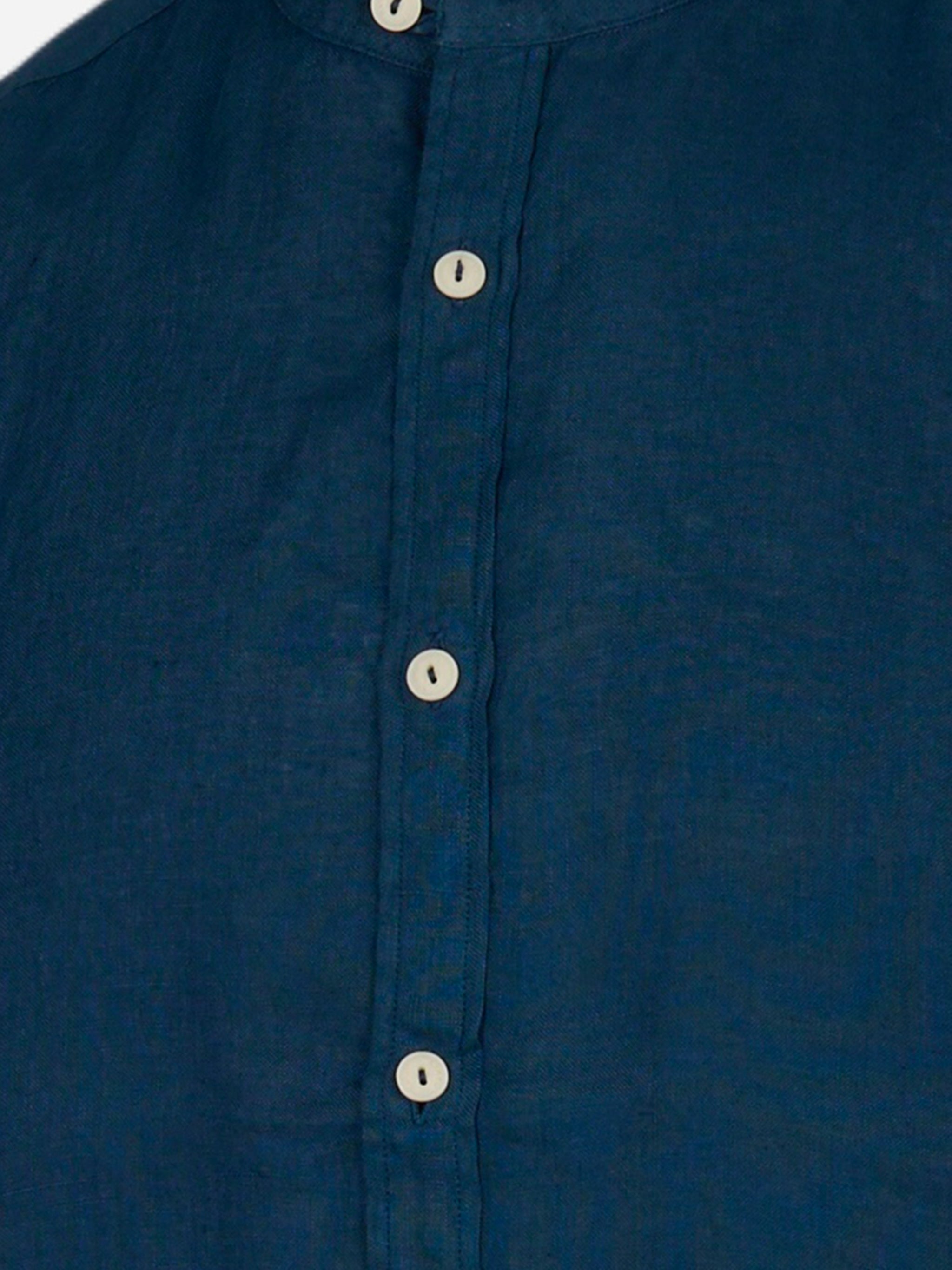 Camicia Naxos con collo coreano in lino Blu