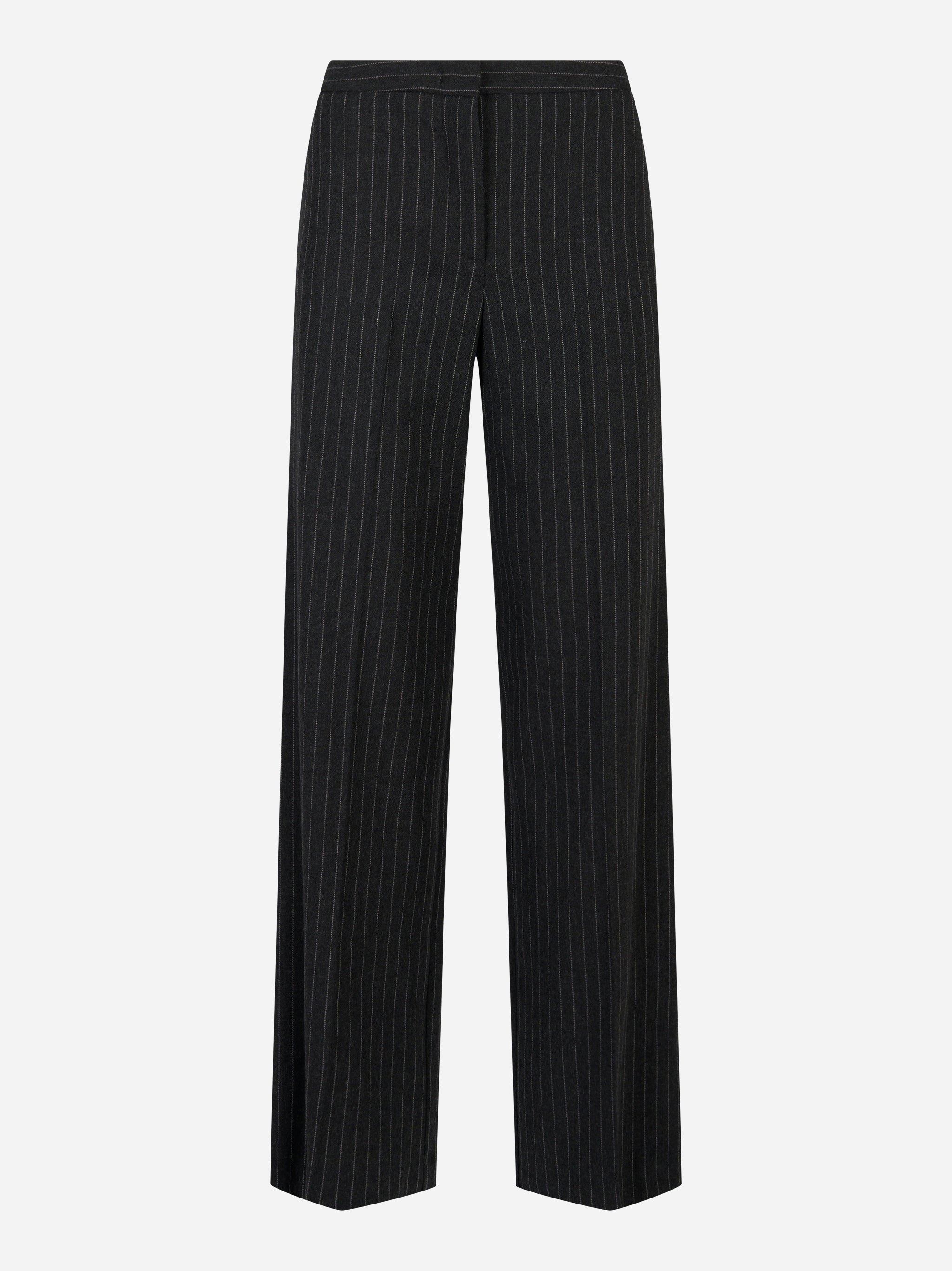 Pantalone dritto in lana gessata stretch Grigio Grigio