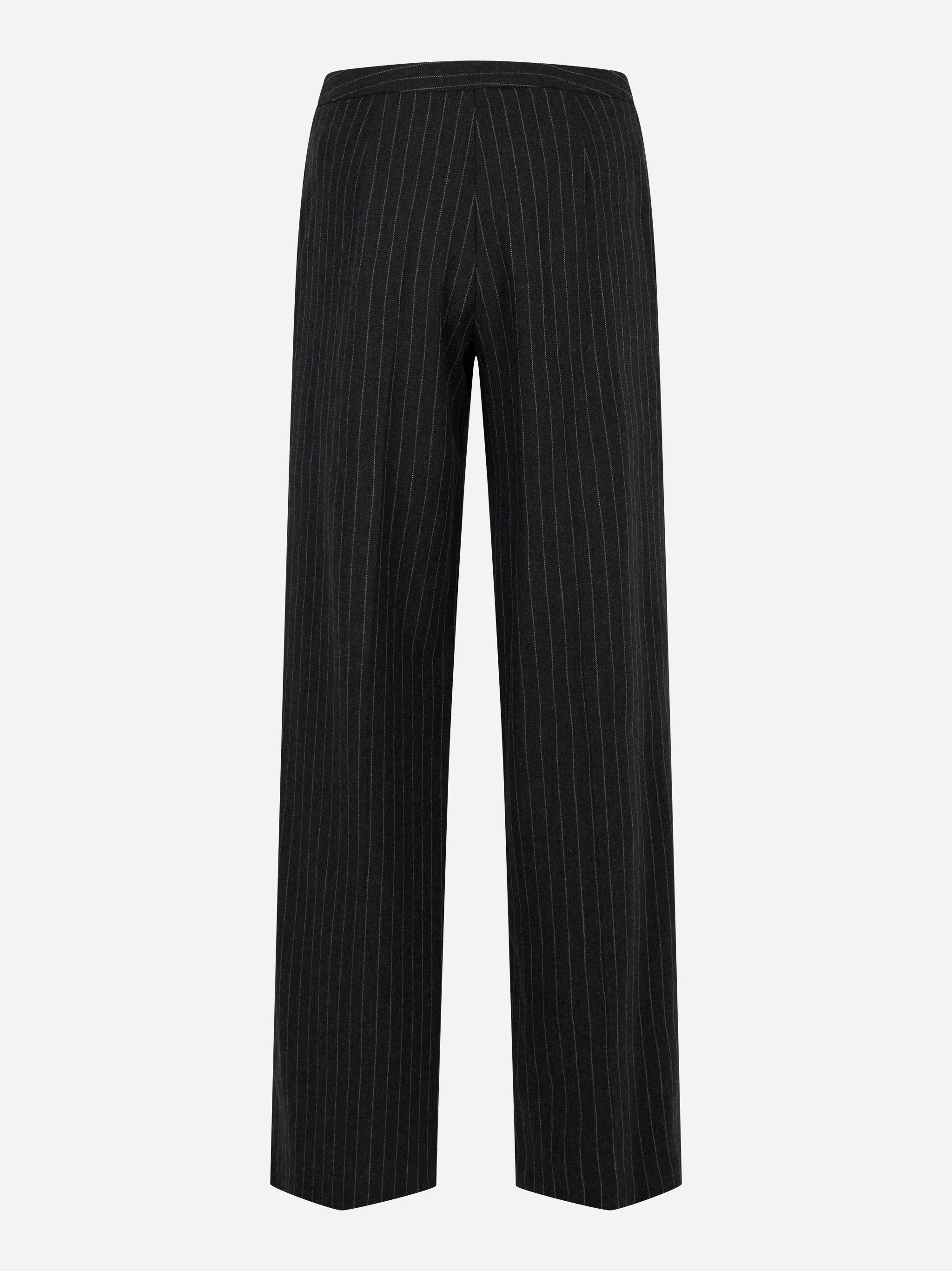 Pantalone dritto in lana gessata stretch Grigio Grigio