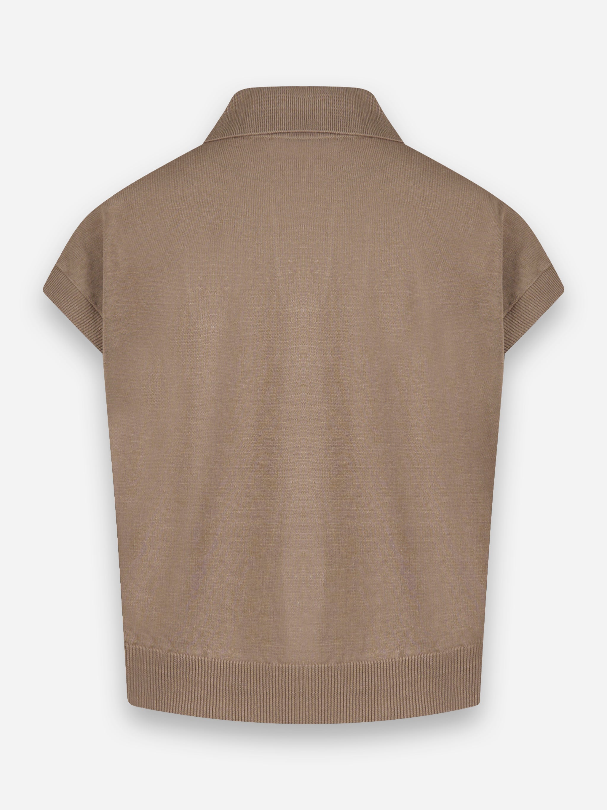 Polo in tricot filato di lino/cotone Marrone