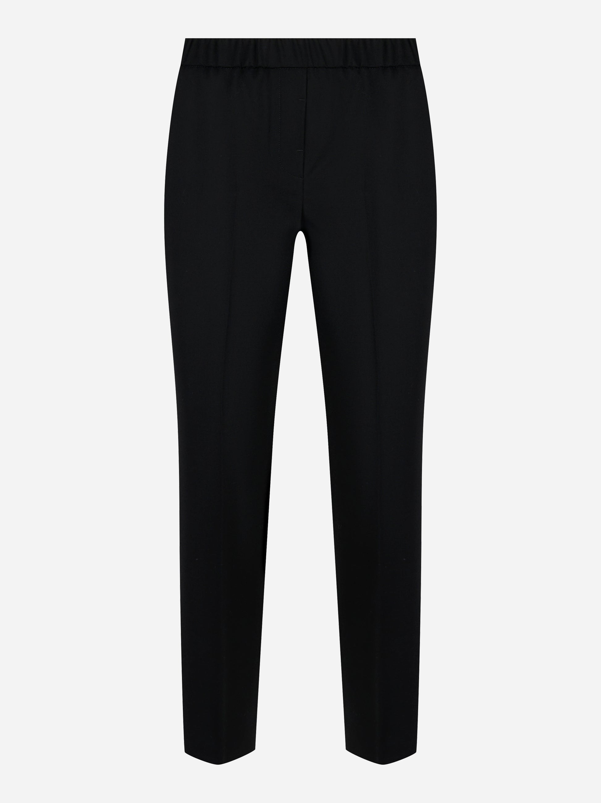 Pantalone con elastico flanella stretch di lana tecnica Nero