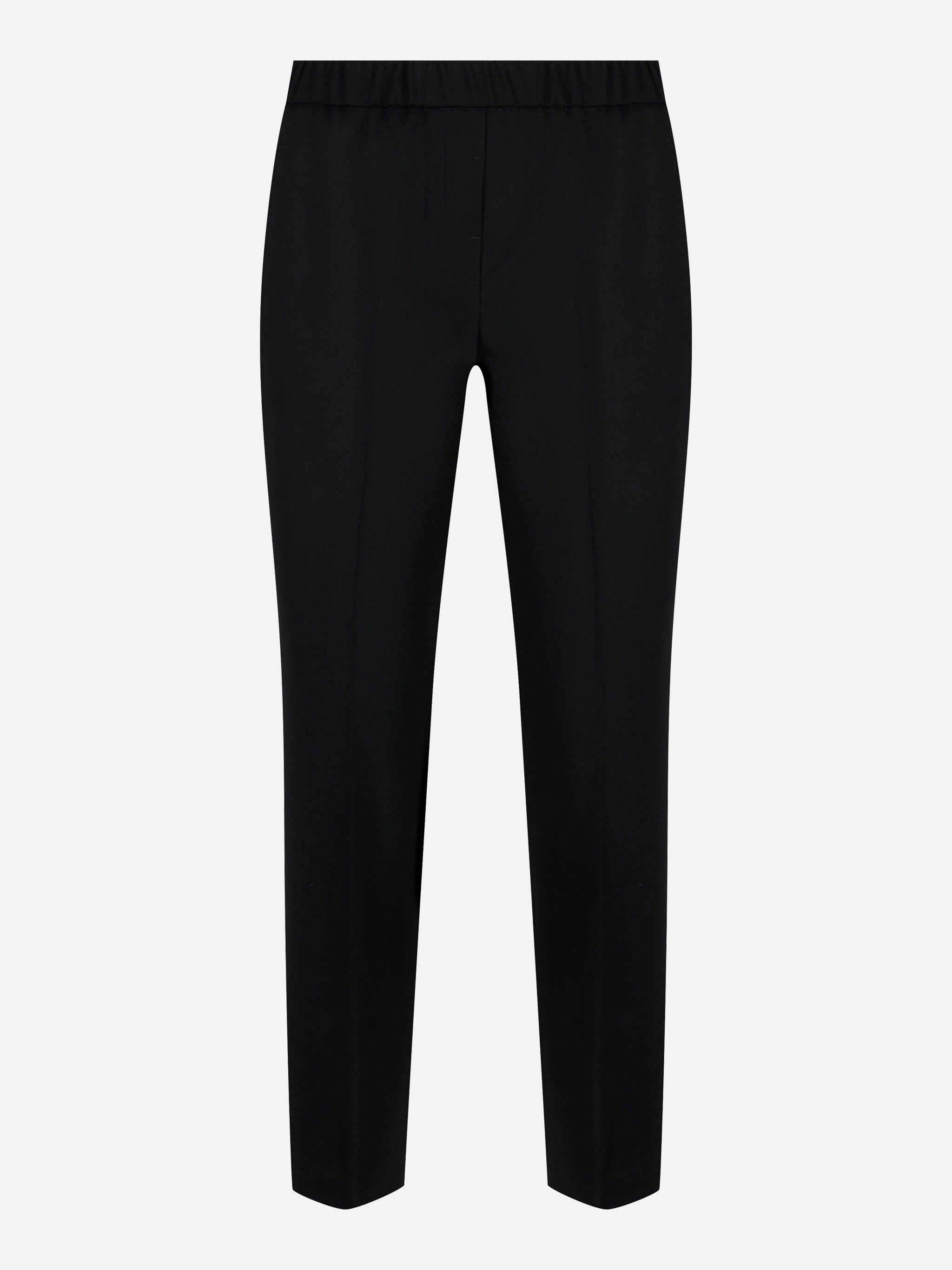 Pantalone con elastico flanella stretch di lana tecnica Nero