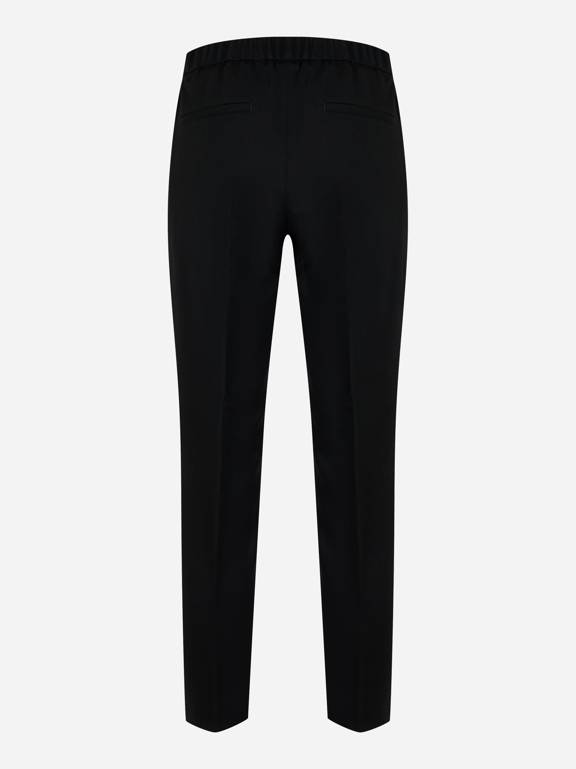 Pantalone con elastico flanella stretch di lana tecnica Nero