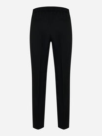 Pantalone con elastico flanella stretch di lana tecnica Nero