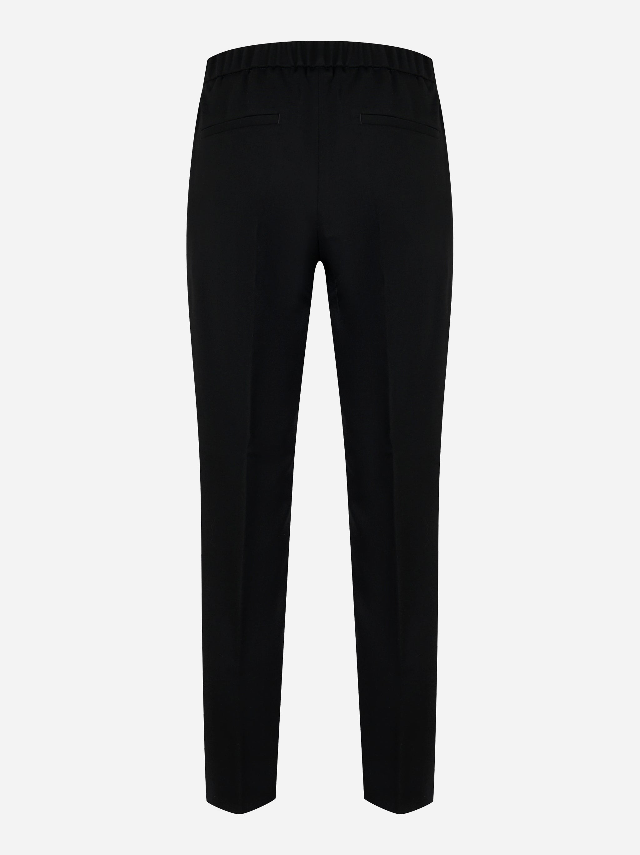 Pantalone con elastico flanella stretch di lana tecnica Nero