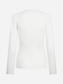 Cardigan in maglia con zip bianco