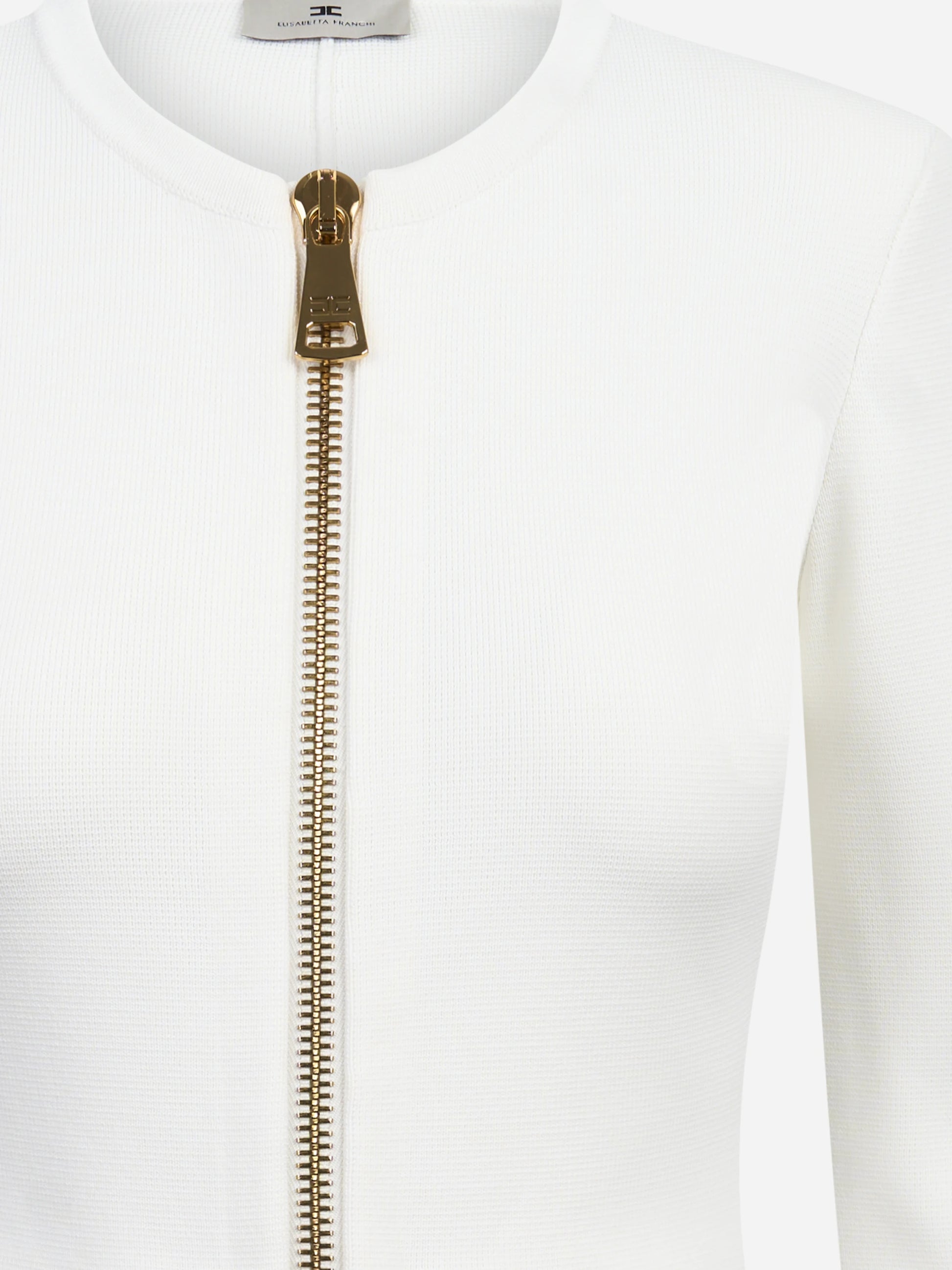 Cardigan in maglia con zip bianco