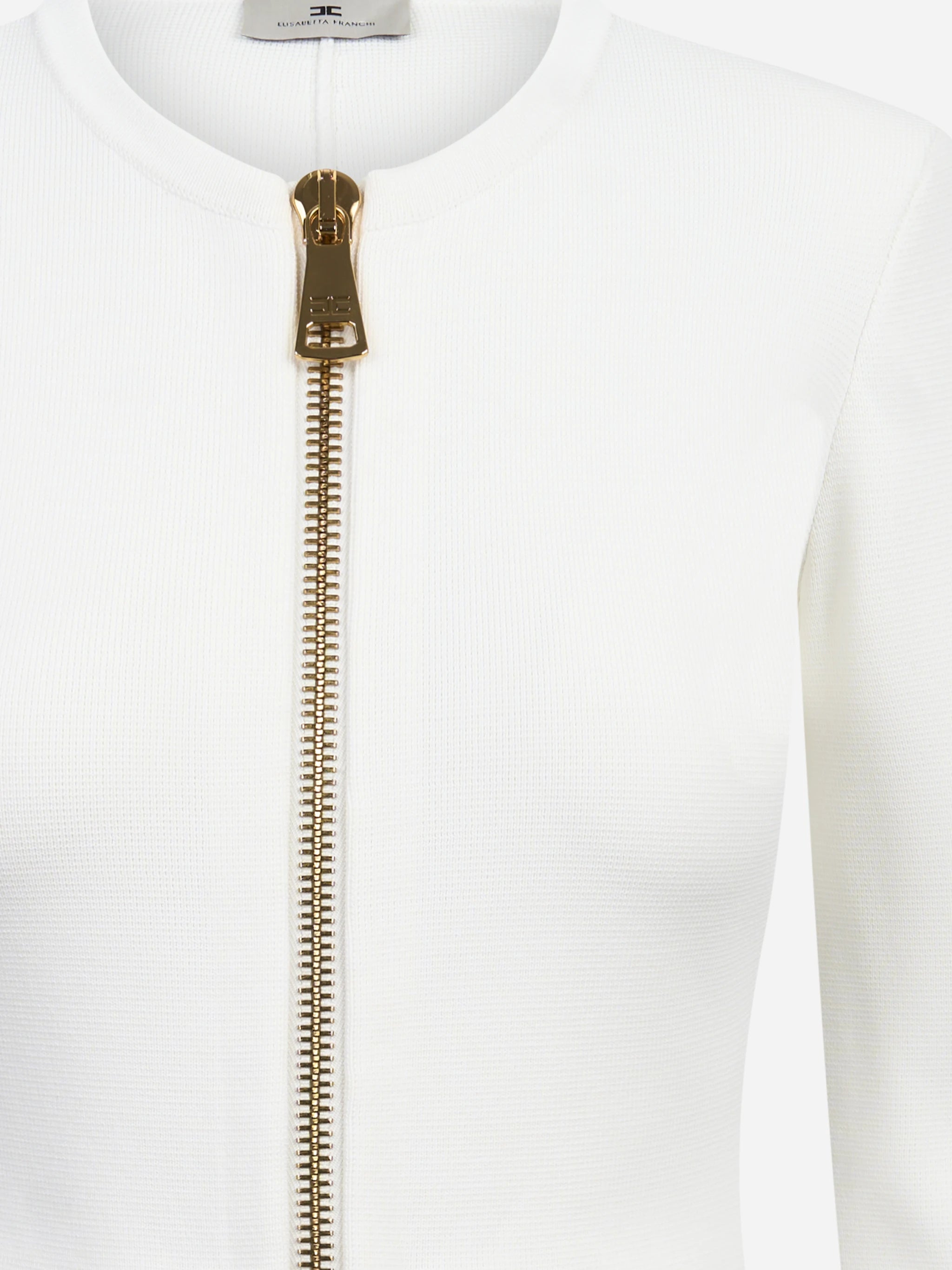 Cardigan in maglia con zip bianco