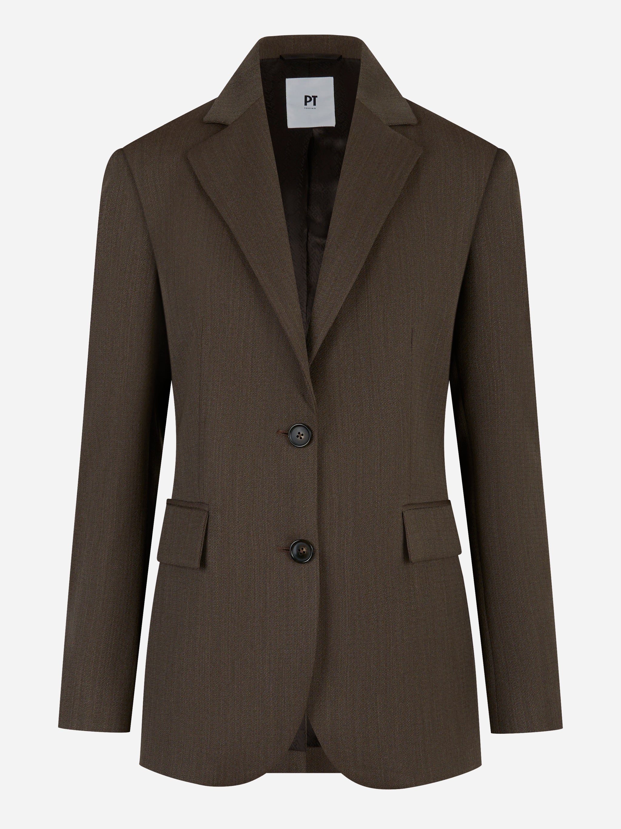 Blazer monopetto in lana malfilè Marrone