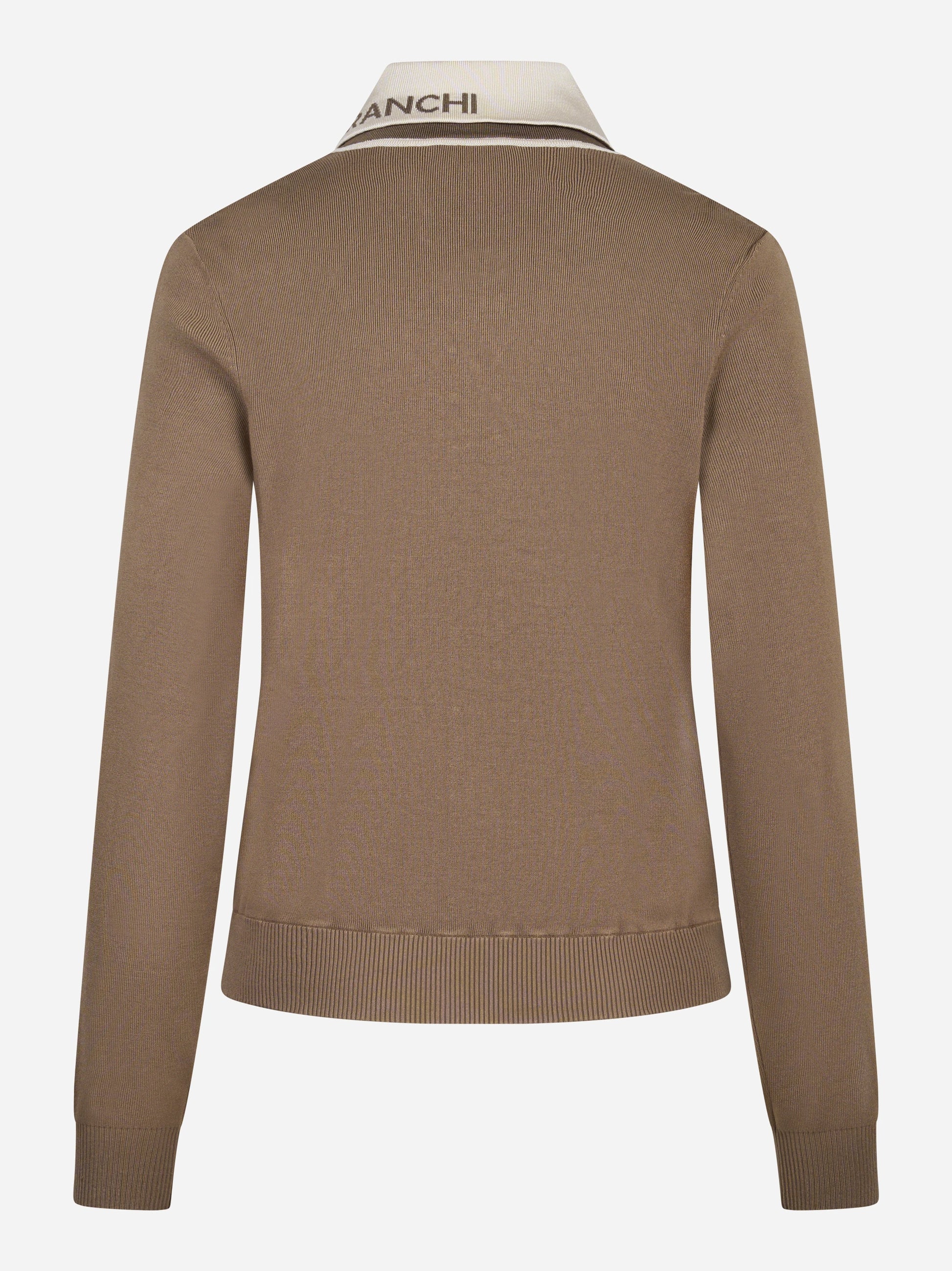 Giacca in maglia beige con bande in viscosa lucida