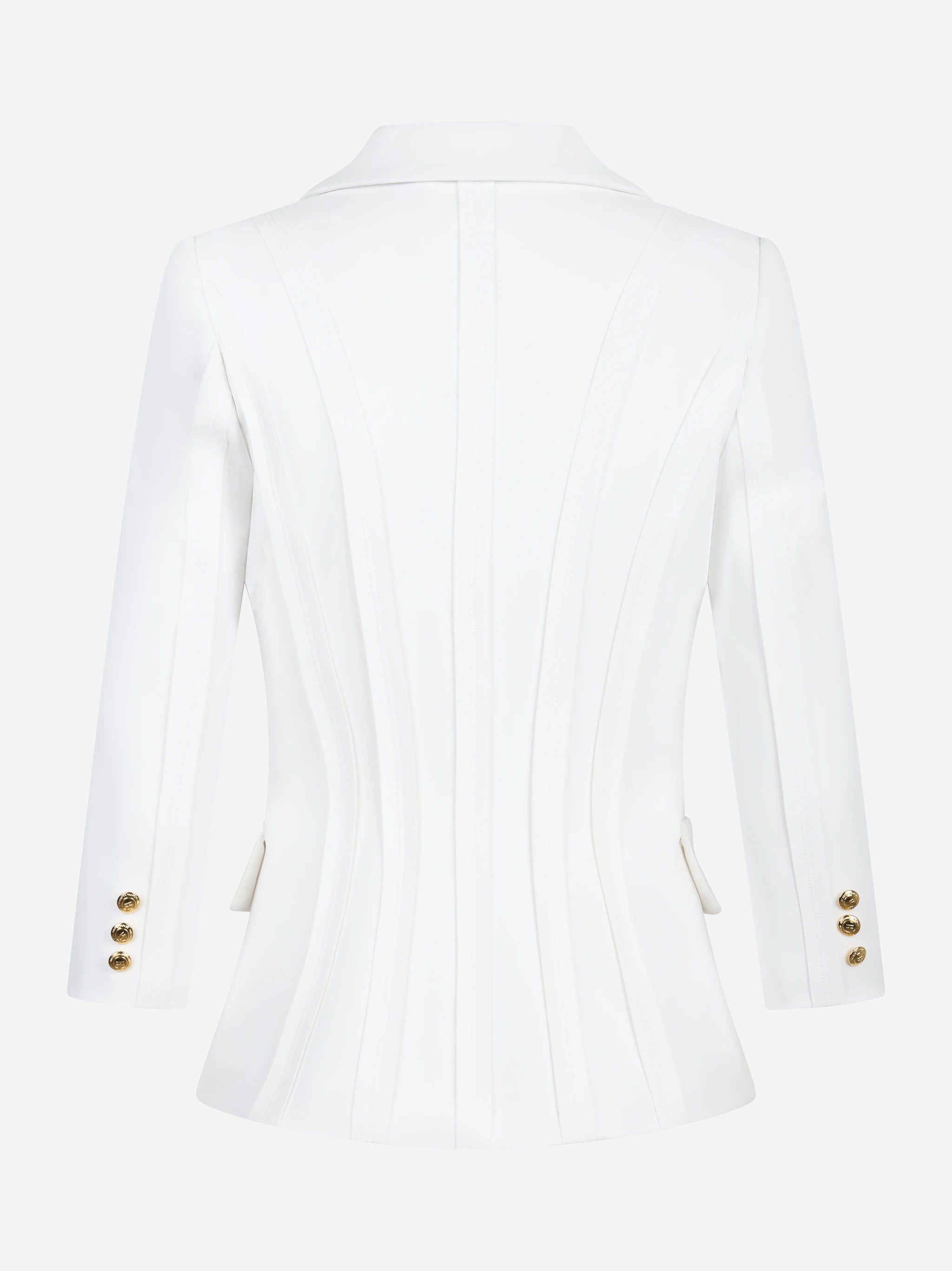 Blazer bianco in doppio crêpe stretch con motivi a taglio vivo