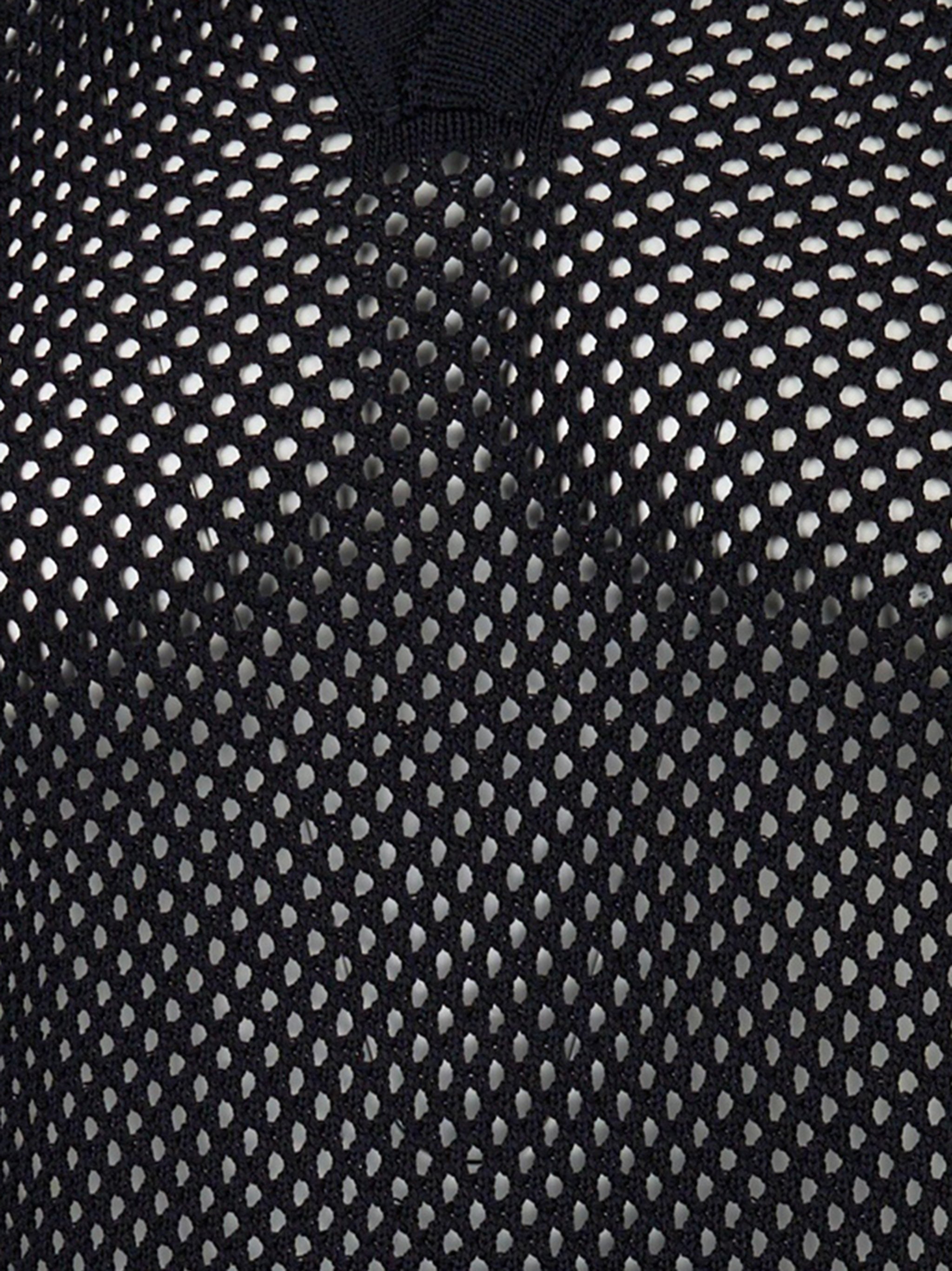 Polo traforata in viscosa Nero