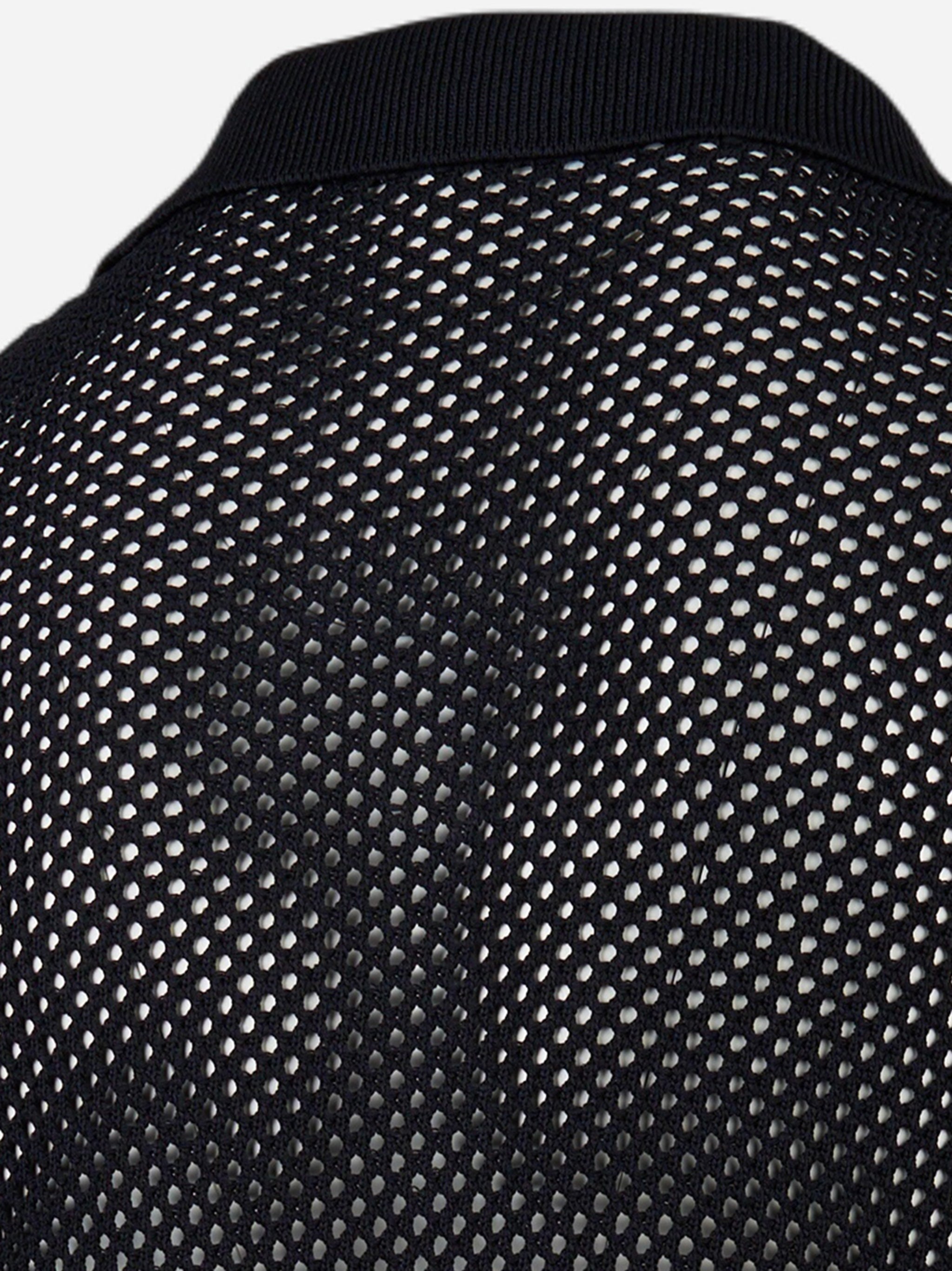 Polo traforata in viscosa Nero