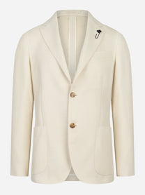 Blazer bianco con tasche a toppa in lana e cotone