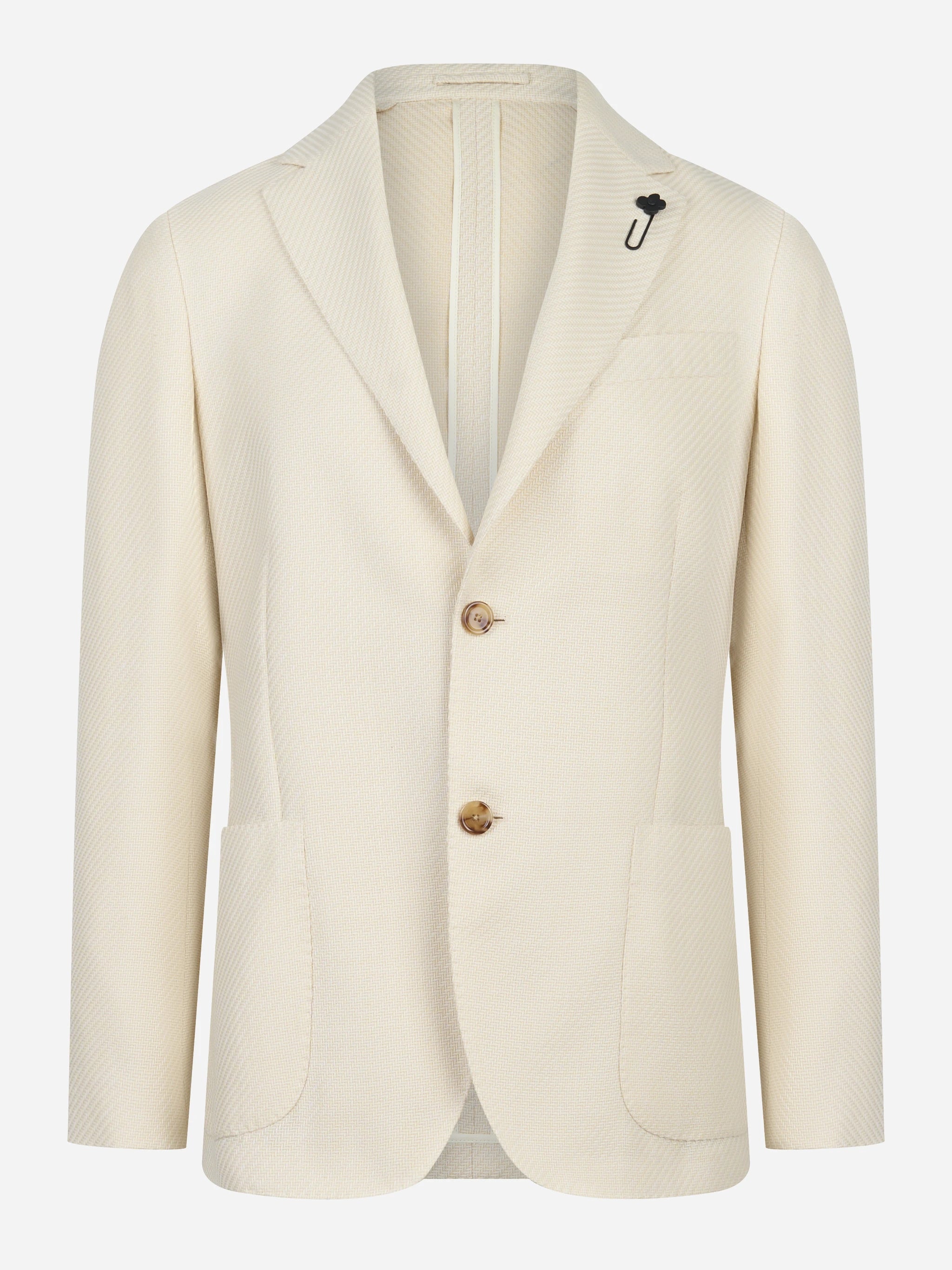 Blazer bianco con tasche a toppa in lana e cotone