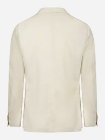 Blazer bianco con tasche a toppa in lana e cotone