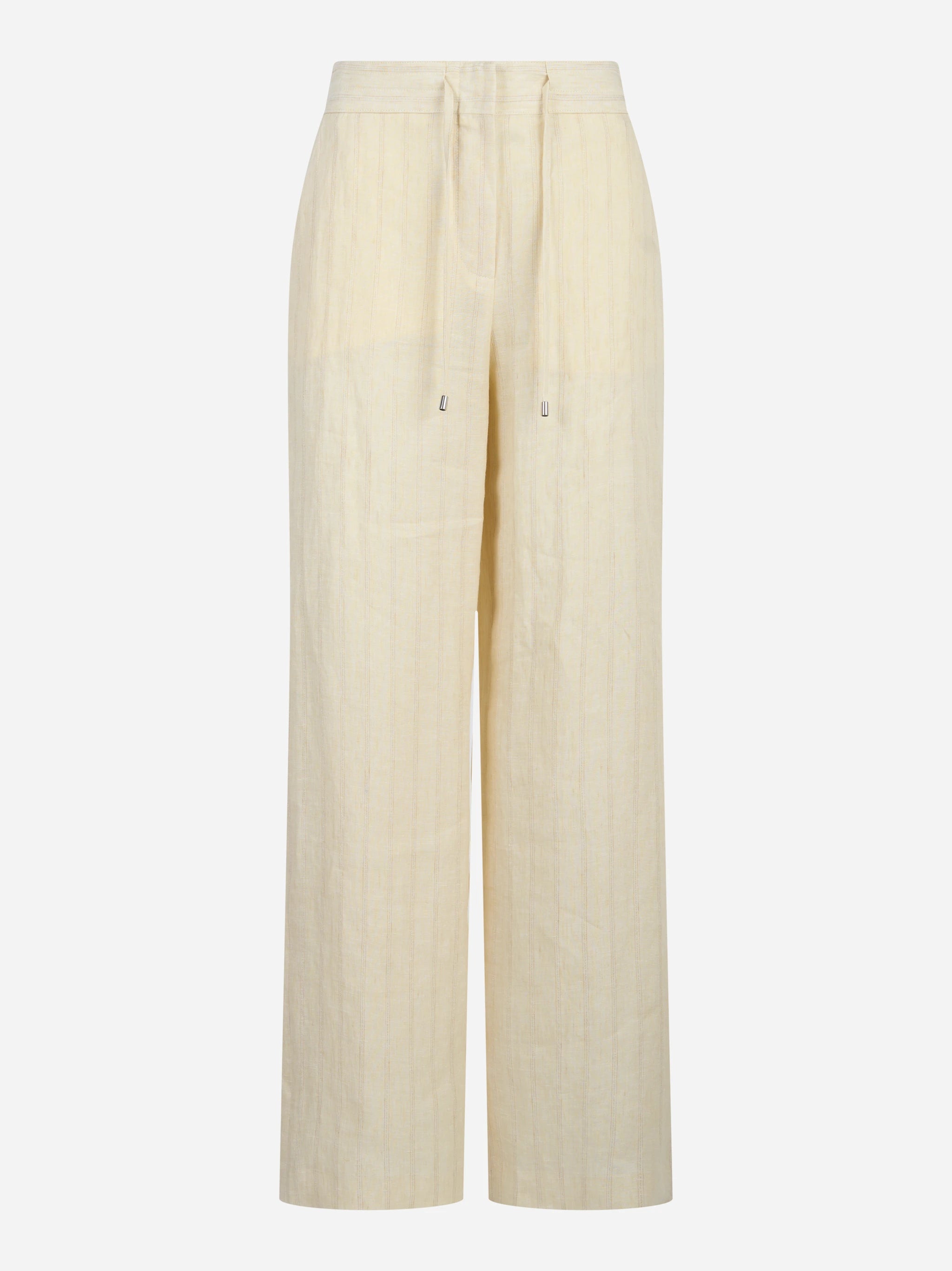 Pantalone con elastico in vitra in puro lino bianco
