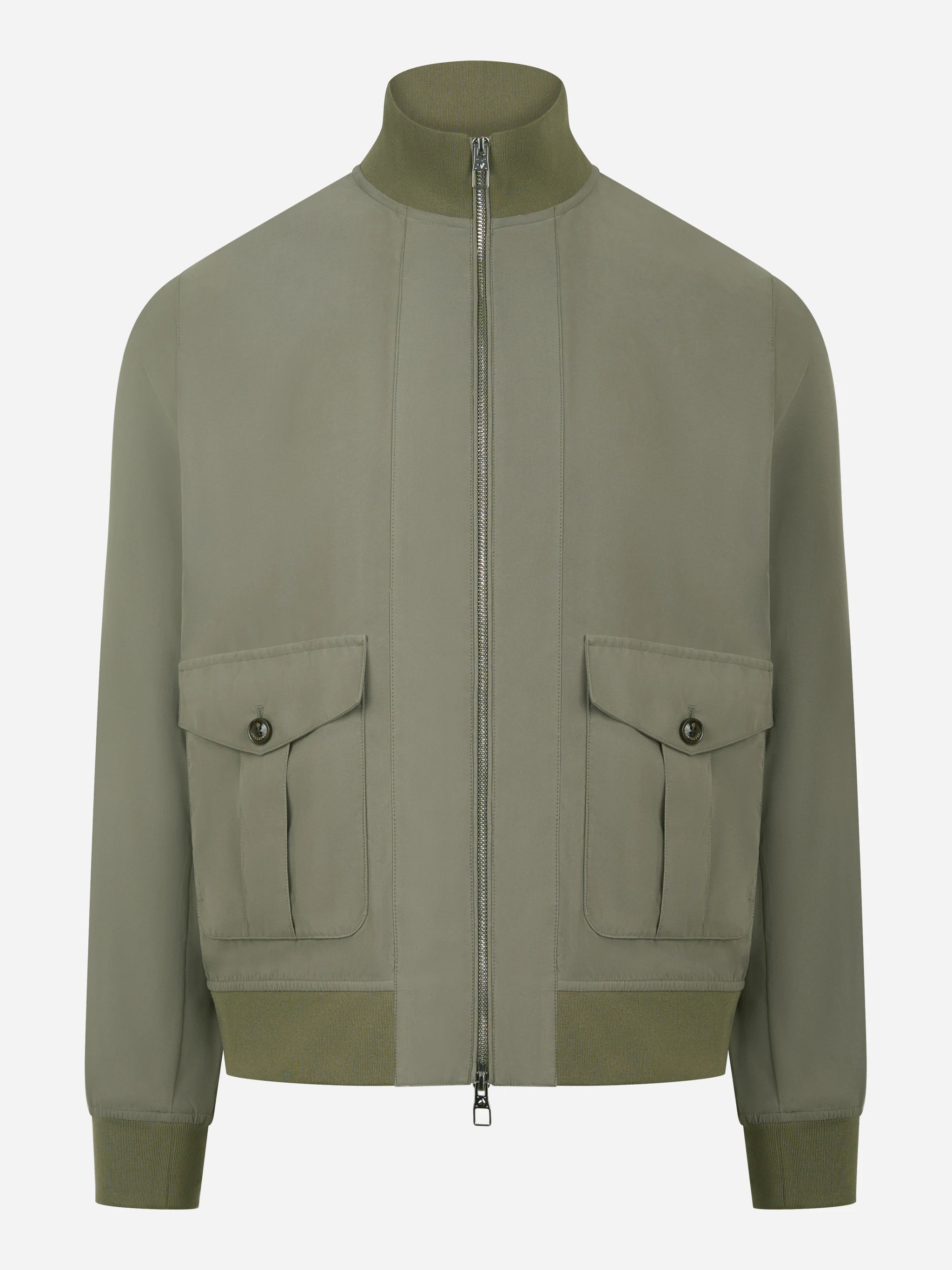 Bomber in nylon verde con zip