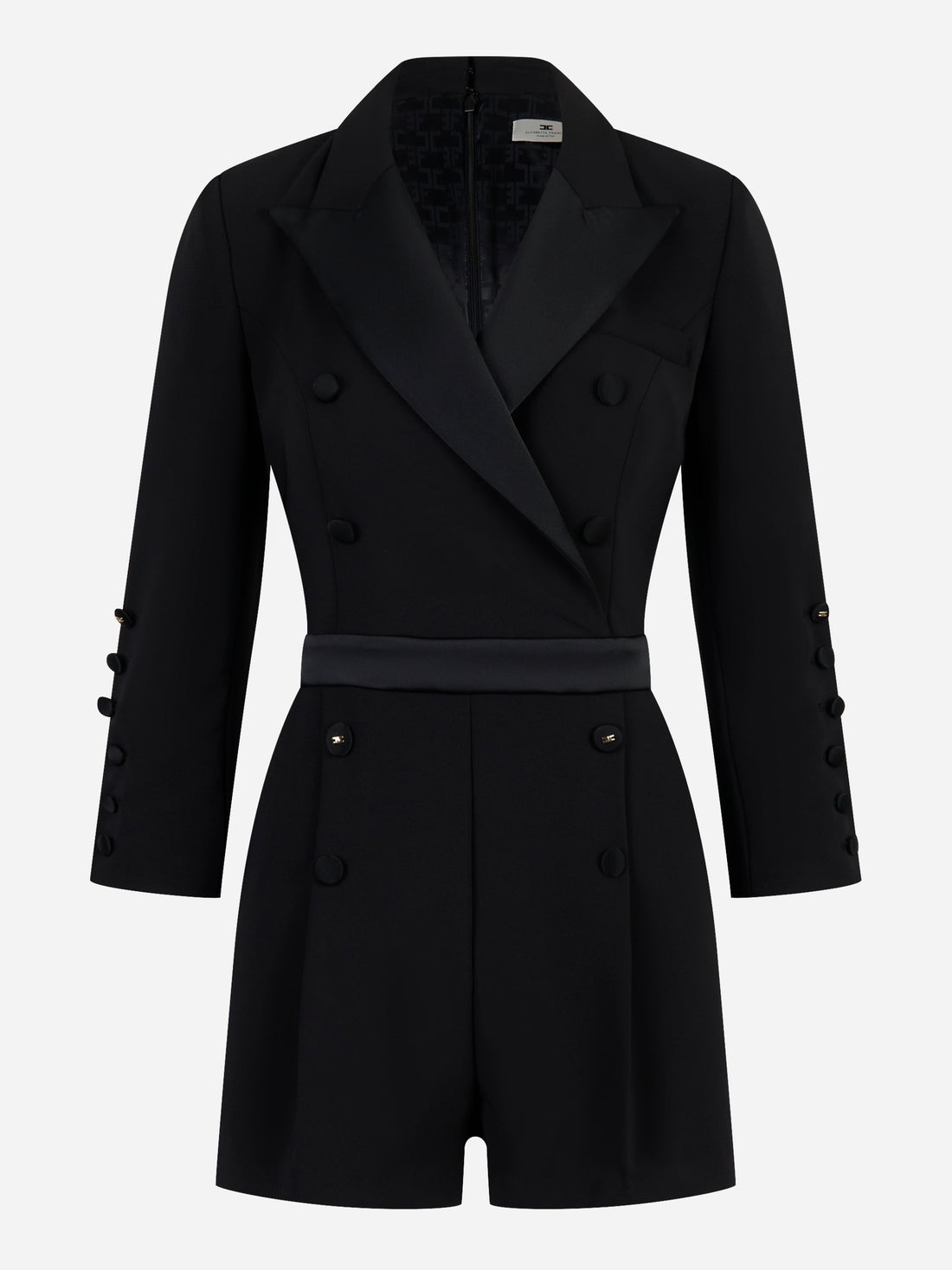 Tuta in crepe leggero con dettagli smoking Nera