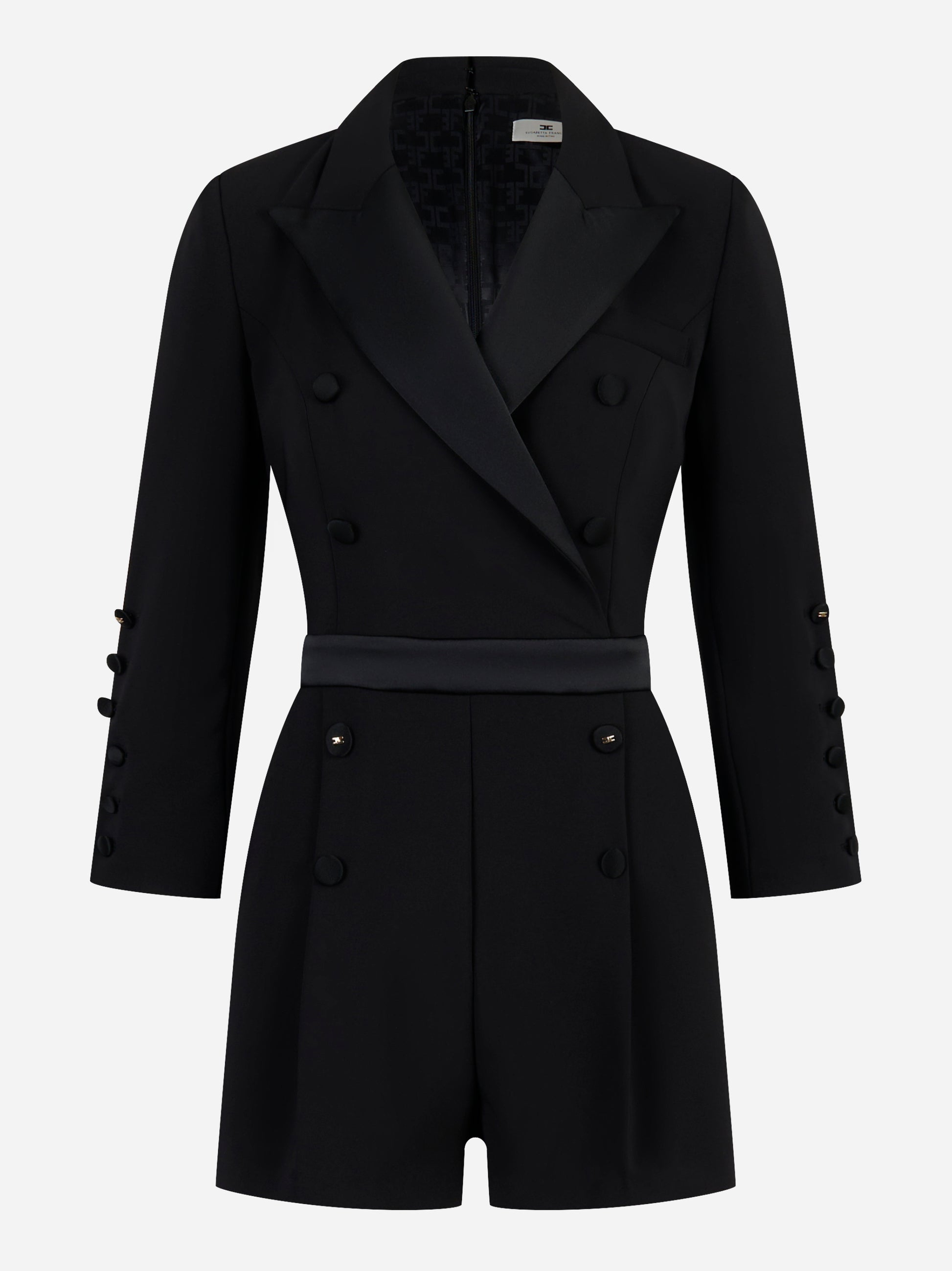 Tuta in crepe leggero con dettagli smoking Nero
