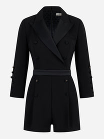 Tuta in crepe leggero con dettagli smoking Nero