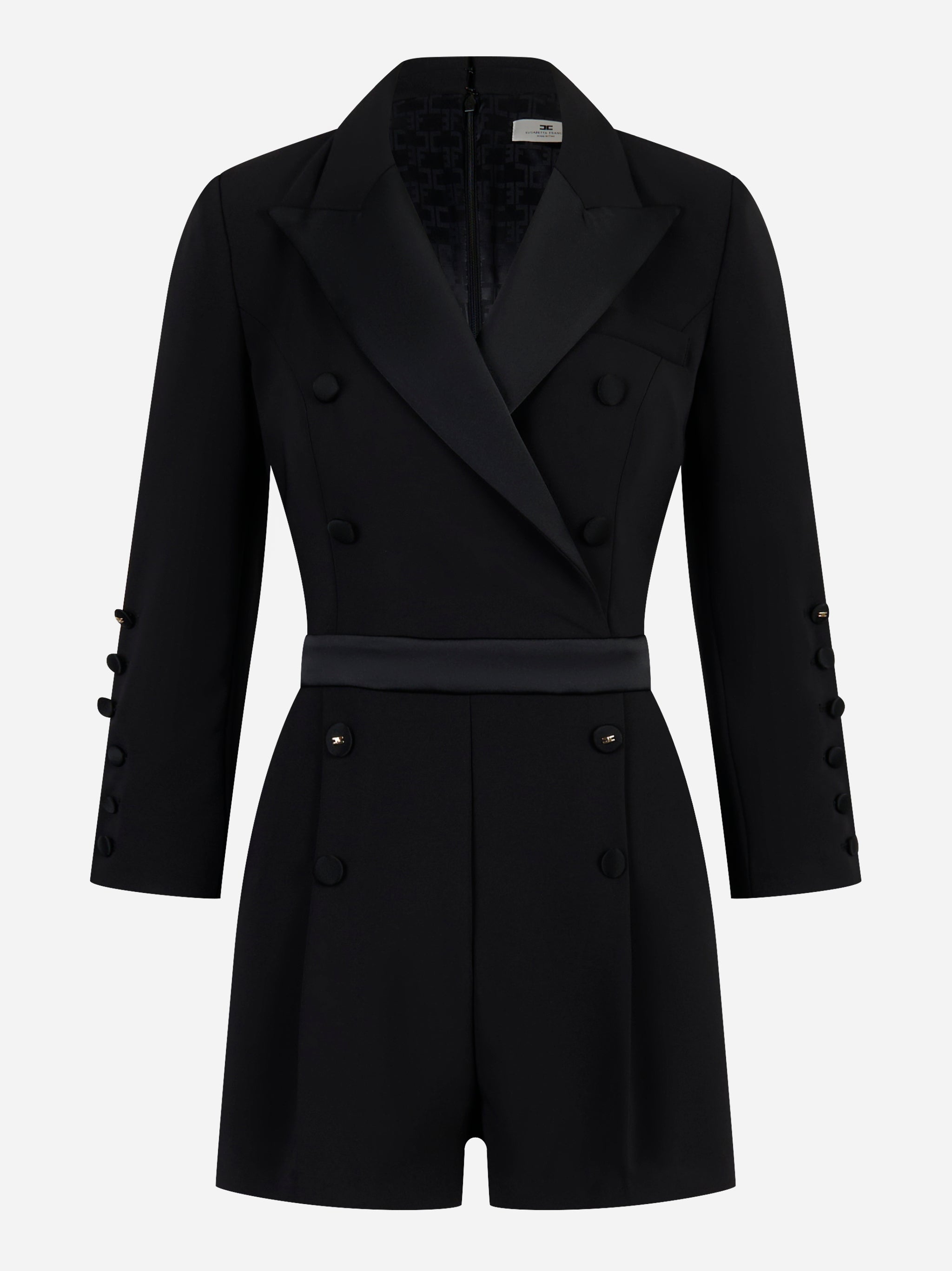 Tuta in crepe leggero con dettagli smoking Nero