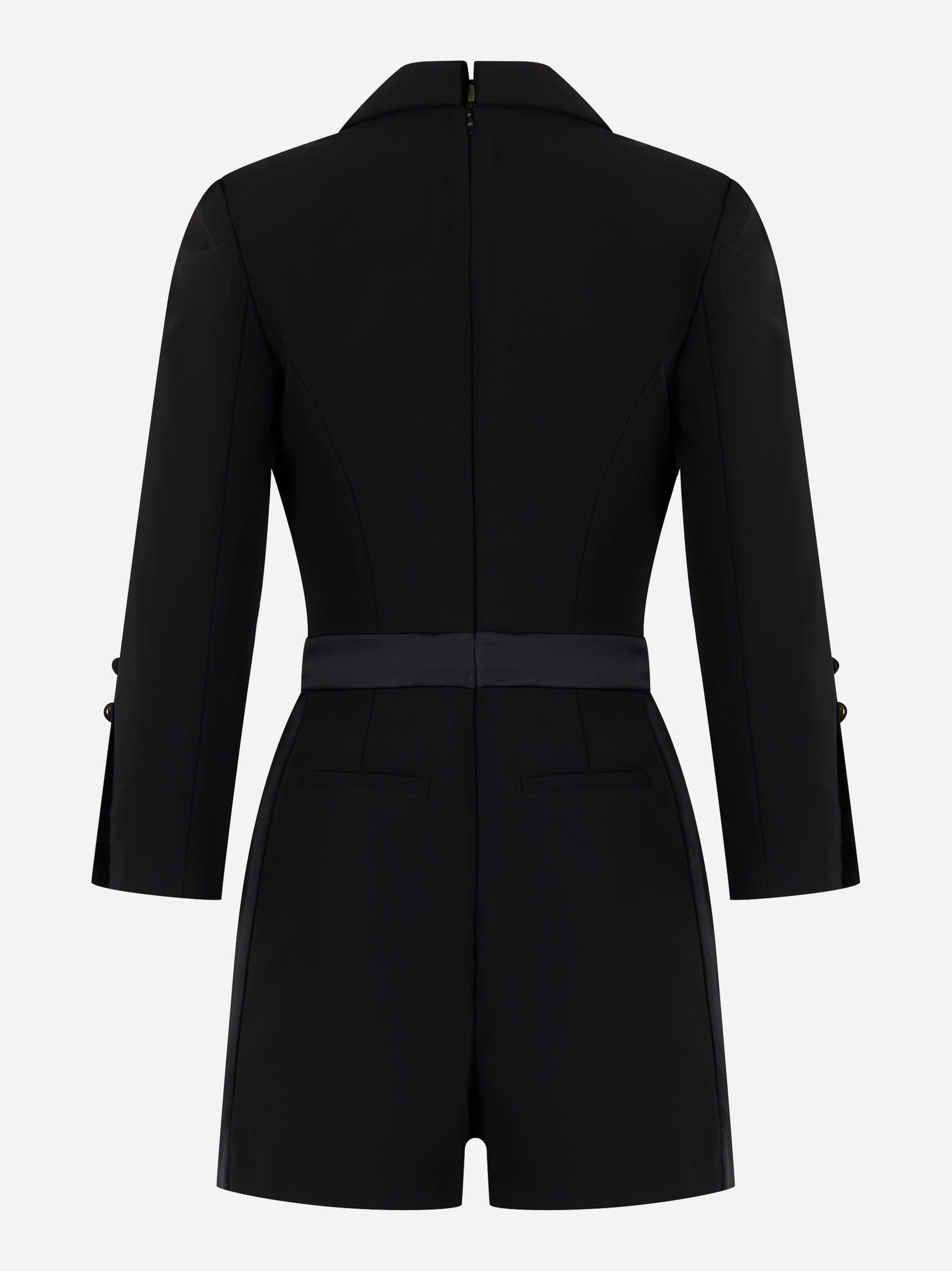 Tuta in crepe leggero con dettagli smoking Nero