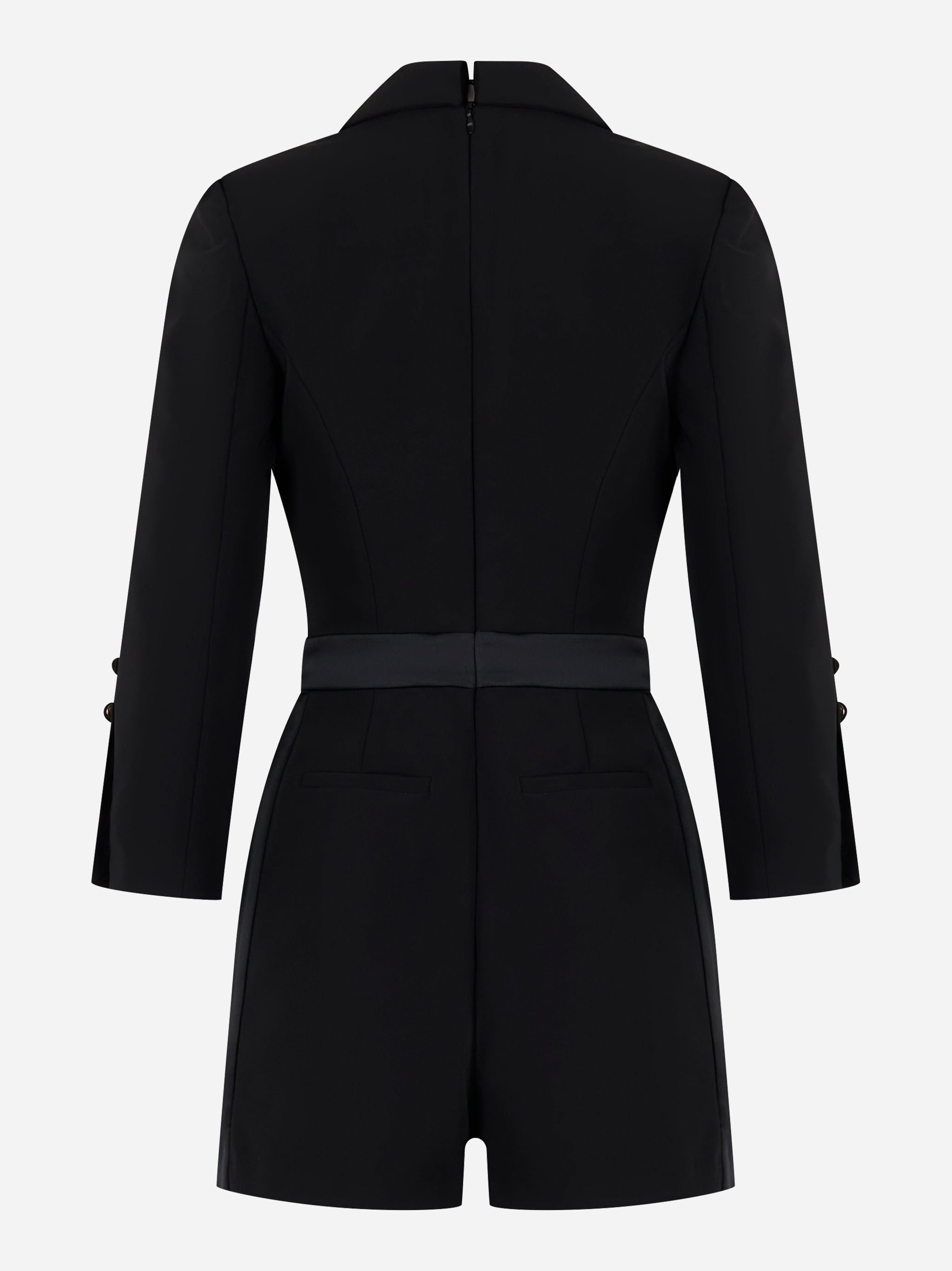Tuta in crepe leggero con dettagli smoking Nero