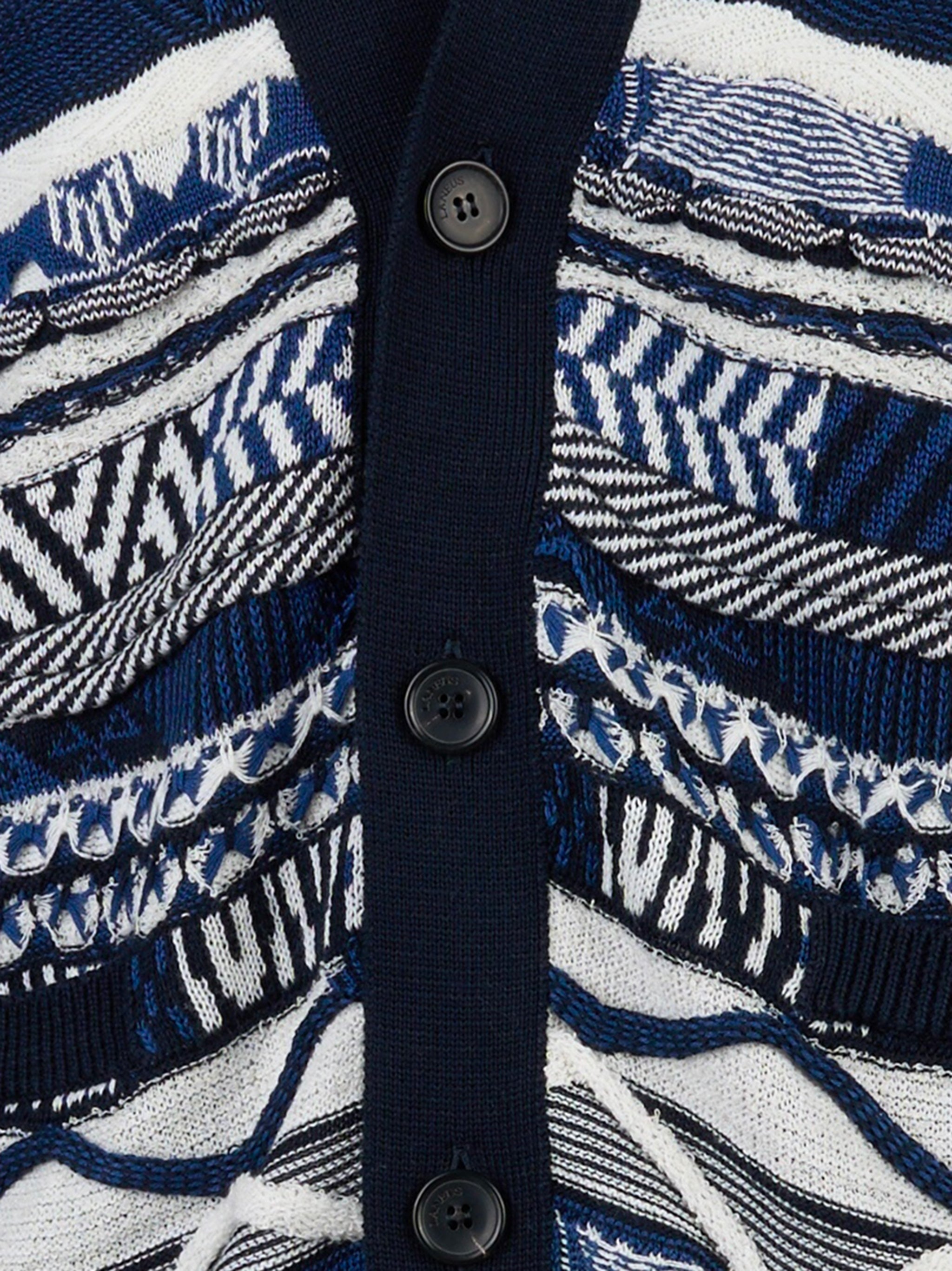 Cardigan manica lunga con lavorazione jaquard Blu