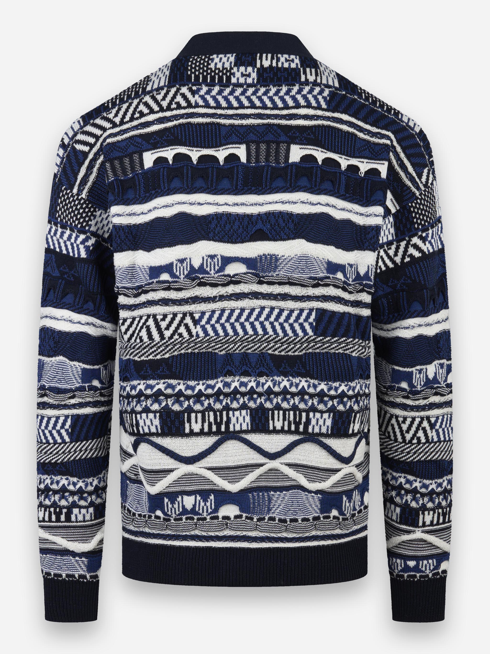 Cardigan manica lunga con lavorazione jaquard Blu