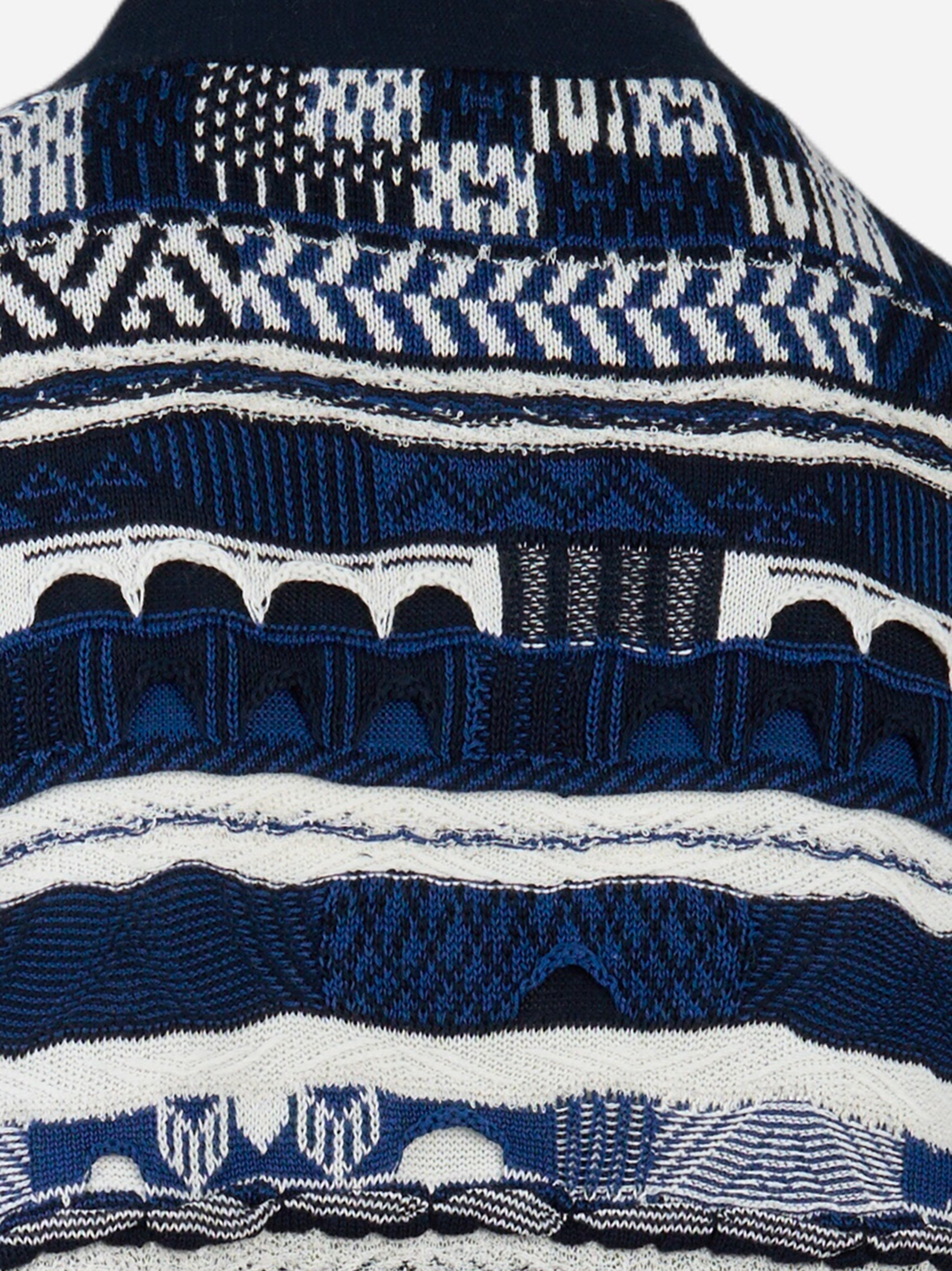 Cardigan manica lunga con lavorazione jaquard Blu