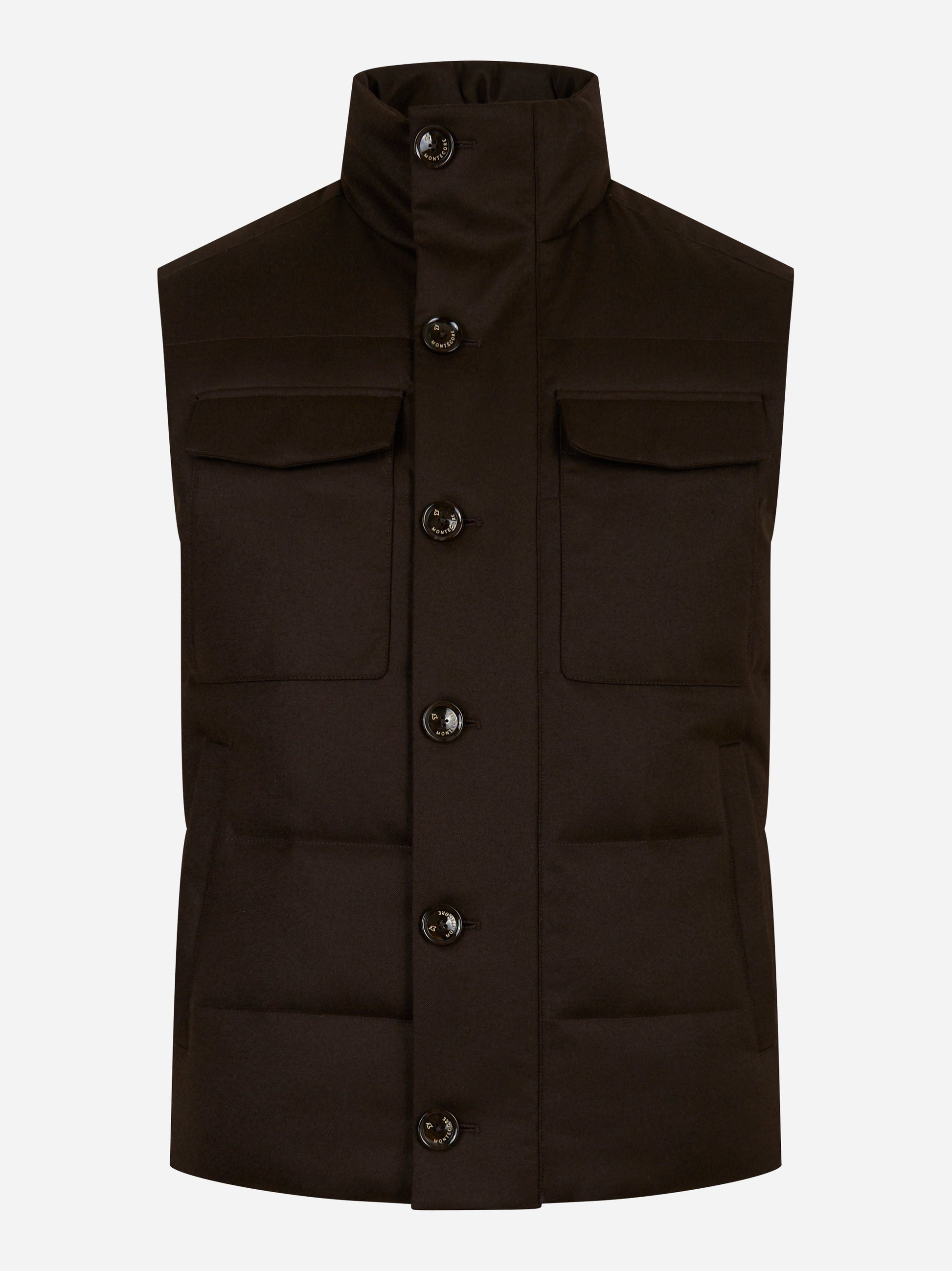Gilet in lana con interno in piuma Marrone