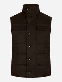 Gilet in lana con interno in piuma Marrone